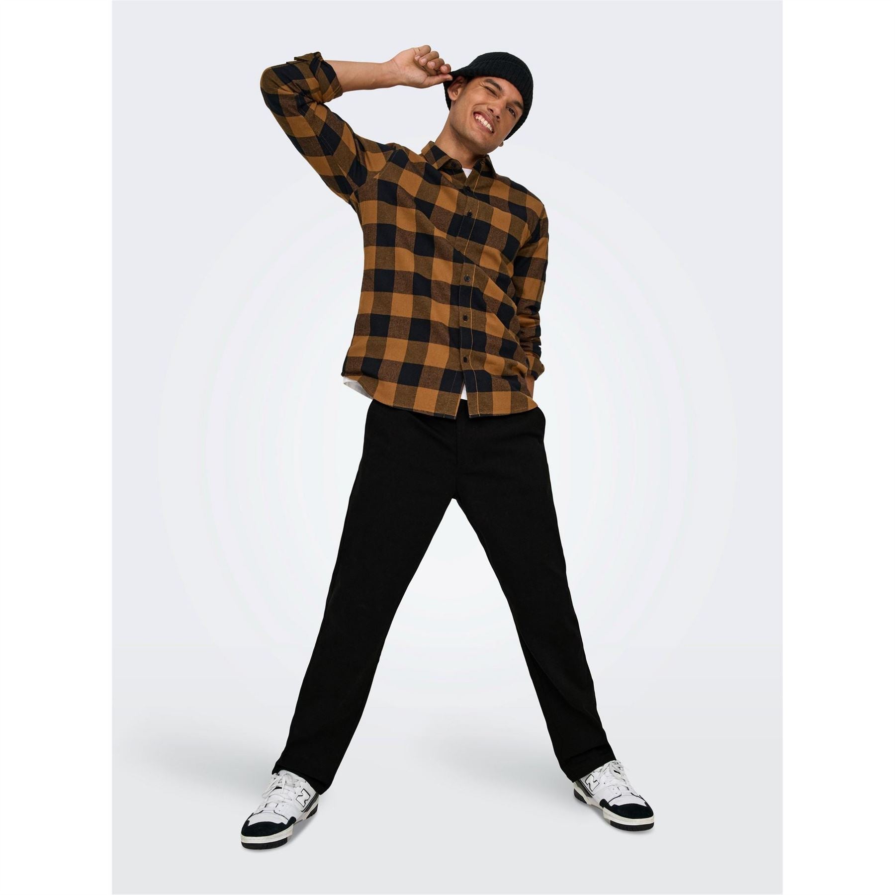 Only Solid Patterned Straight Leg Trousers