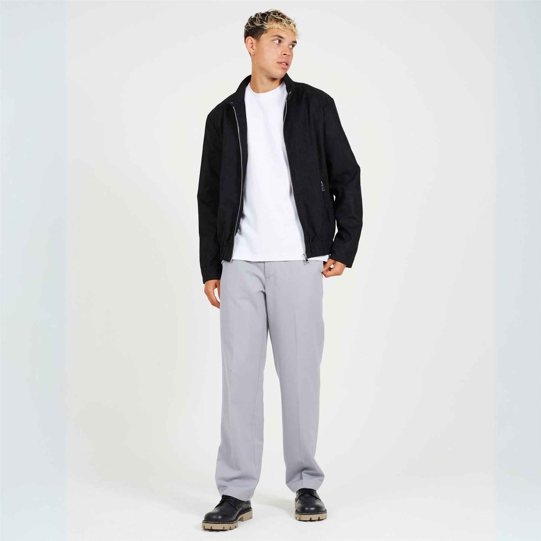 Brave Soul Black Faux Suede Funnel Neck Bomber