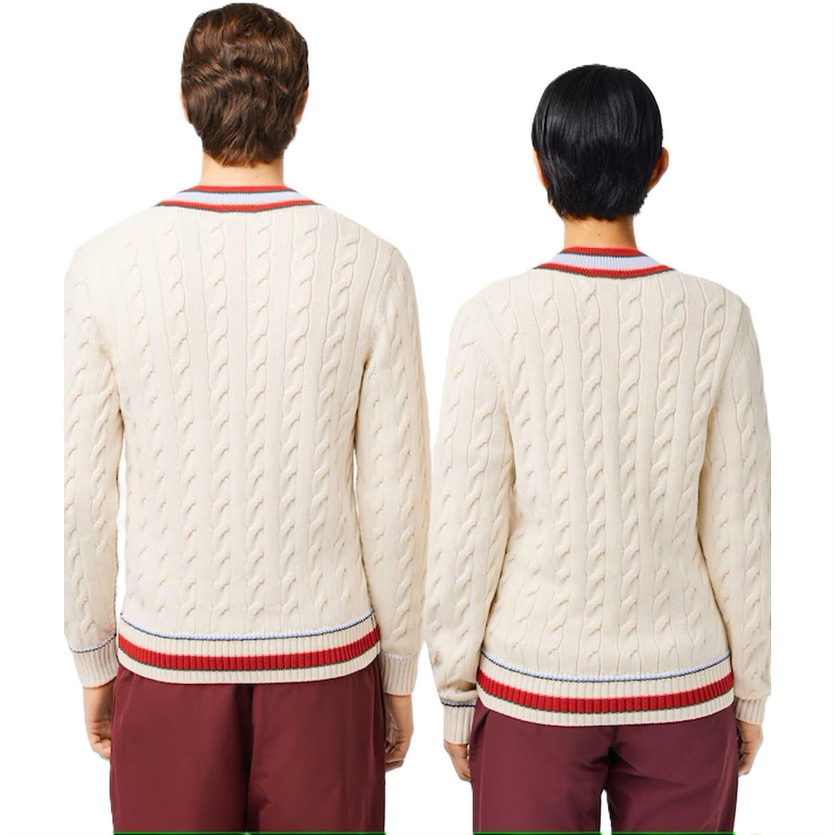 Lacoste V-Neck Cable Knit Regular Fit Sweater