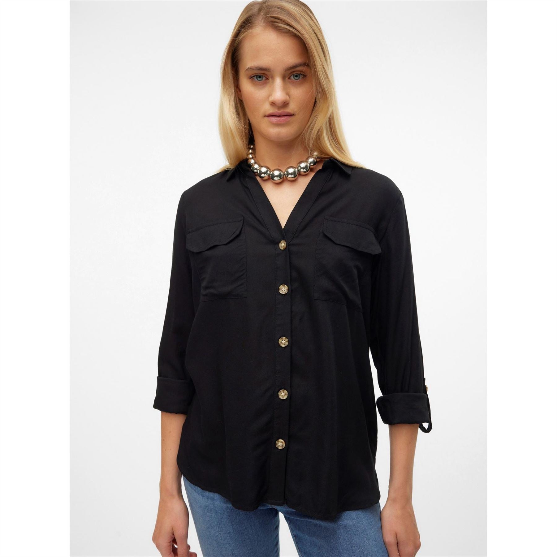 Vero Moda Bumpy Regular Fit V-Neck Long Sleeve Shirt