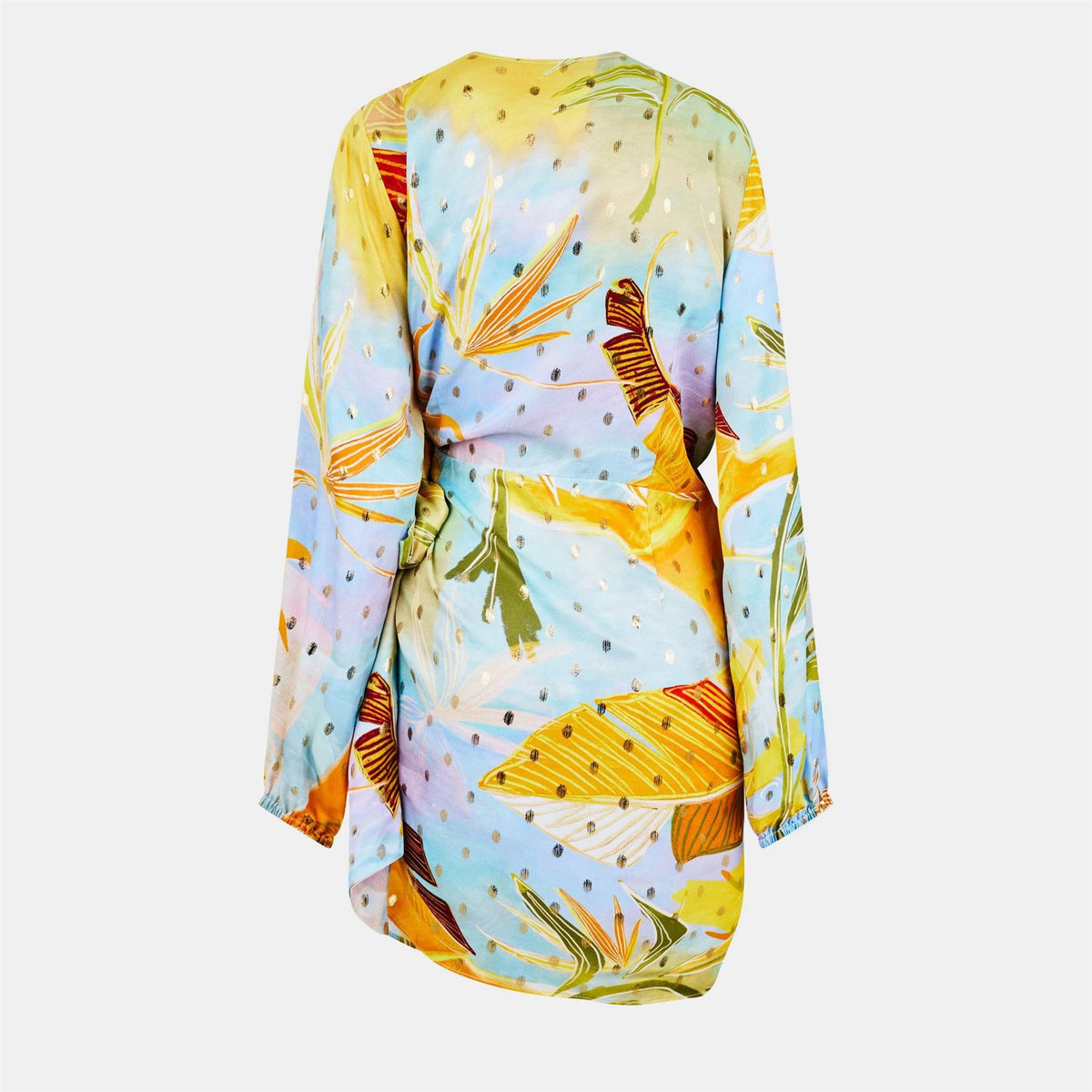 Never Fully Dressed Sky V-Neck Long Sleeve Mini Wrap Dress