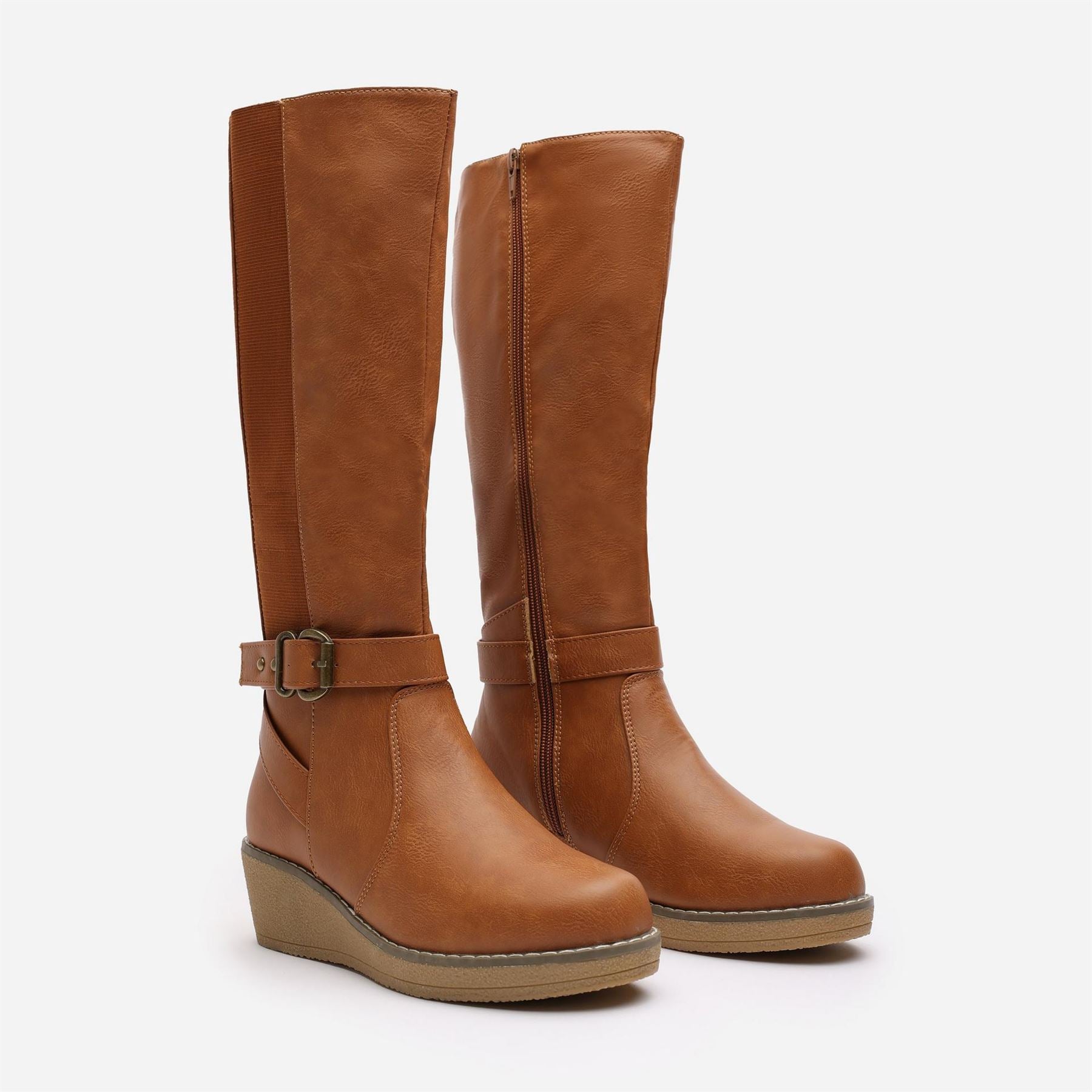 Wheres That From Ayleen Knee High Wedge Boots with Zipper