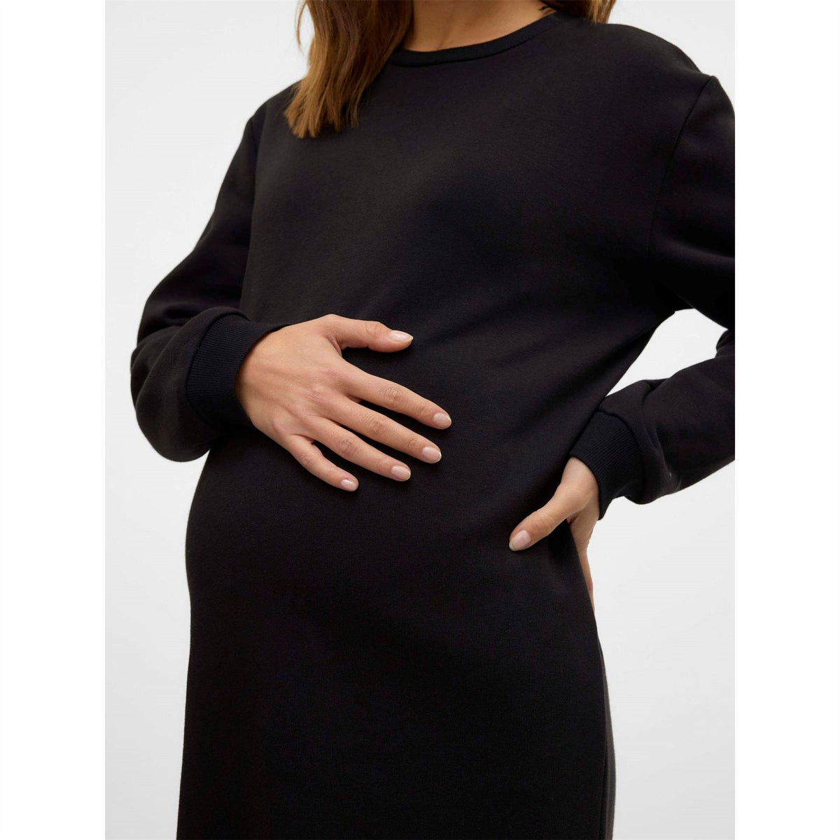Mamalicious Crew Neck Long Sleeve Knee Length Maternity Dress