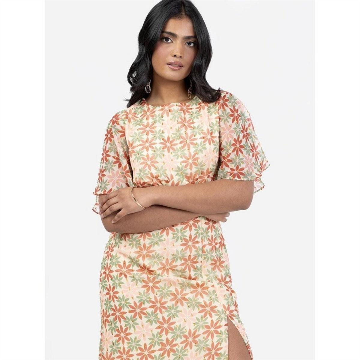 Anaya With Love With Love Recycled Floral Print Open Back Maxi Dress With Split