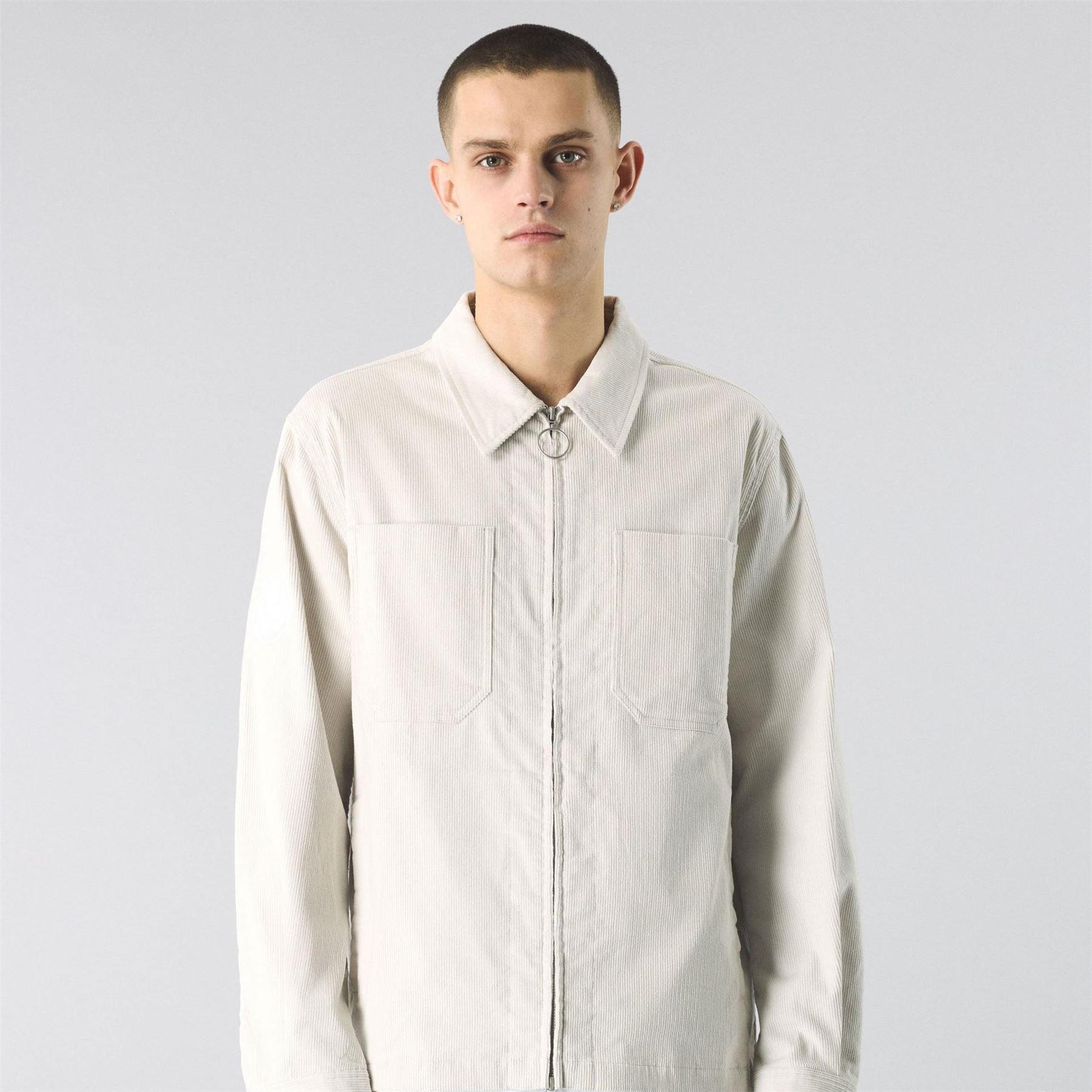 Pretty Green Cord Full Zip Long Sleeve Overshirt