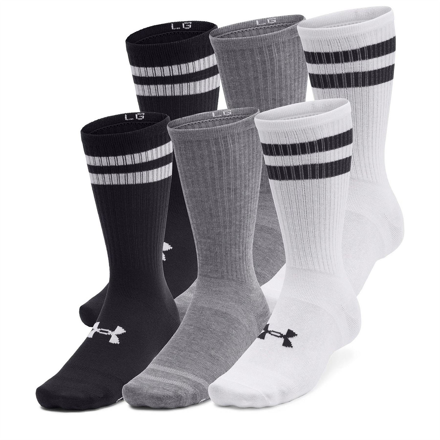 Under Armour 6 Pack Two Stripes Essential Crew Socks