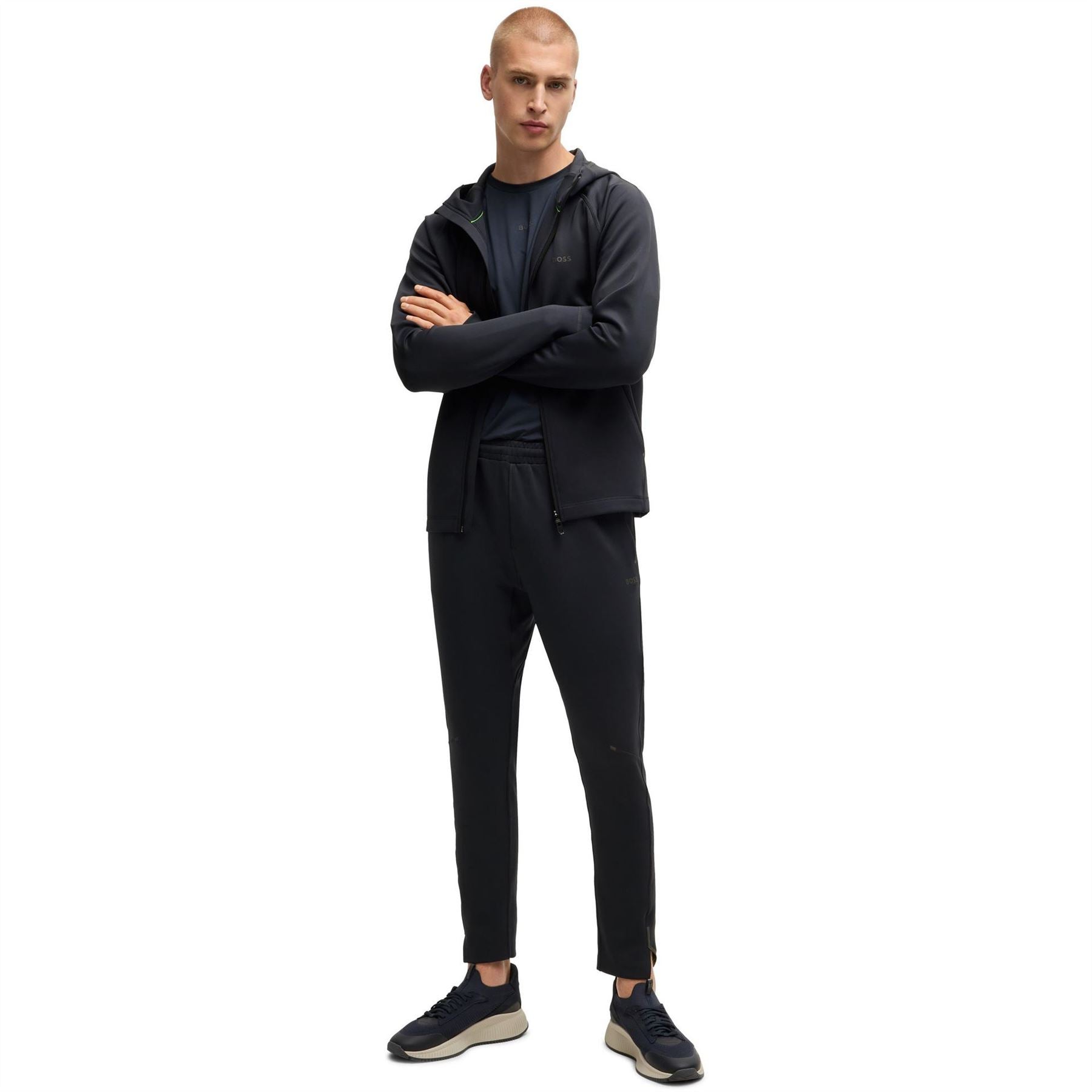 Boss Sicon Active Hooded Raglan Long Sleeve Athletic Top