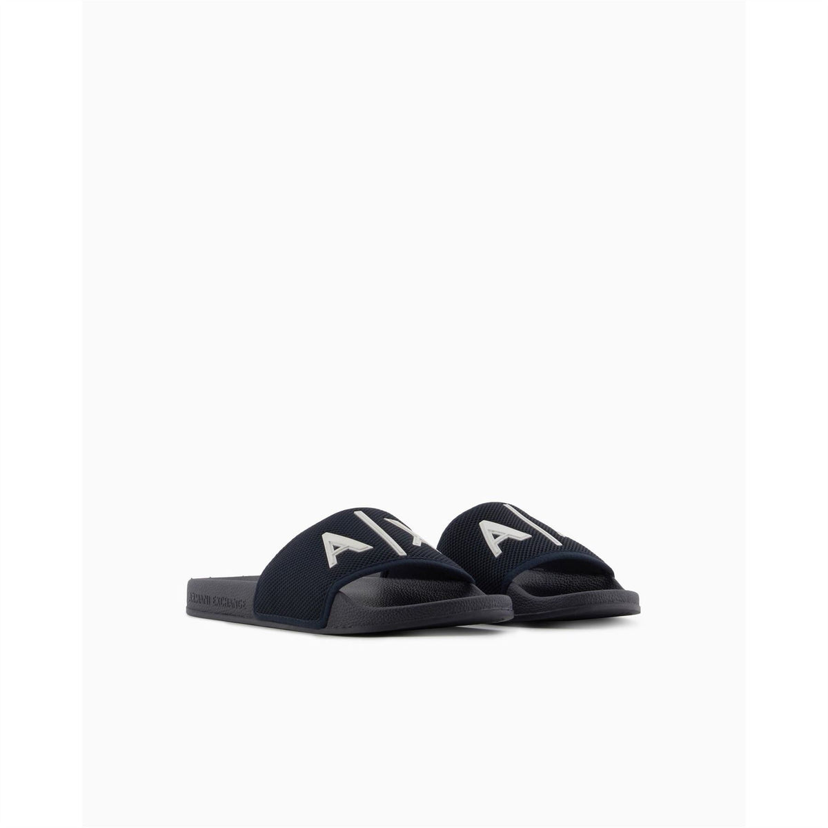 Armani Exchange Exchange Logo Print Open Toe Slide Sandals
