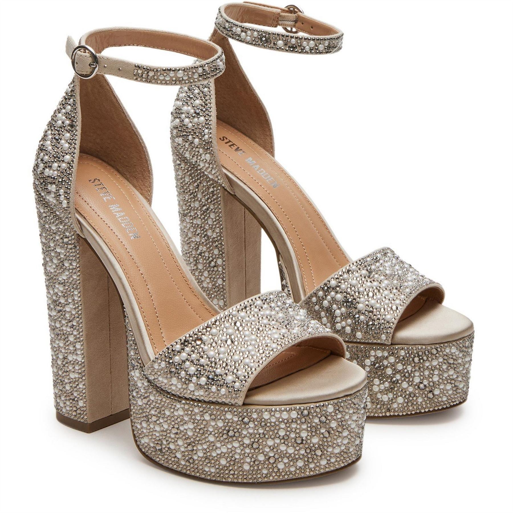Steve Madden Glam High Heel Open Toe Textured Sandals