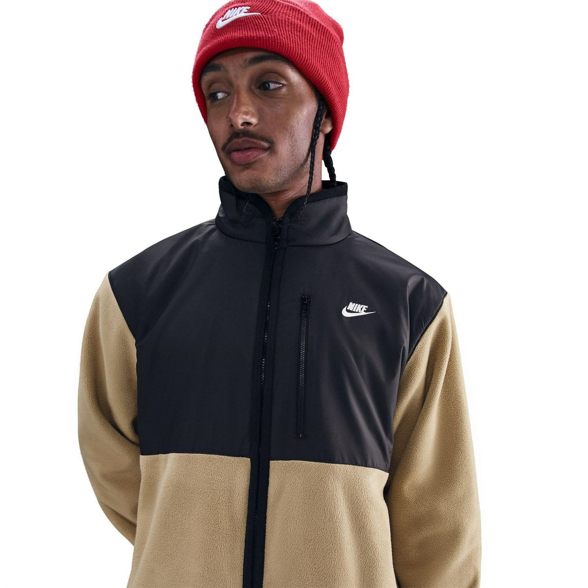 Nike Solid Patterned Full Zipper Sweat Jacket with Zipped Pocket