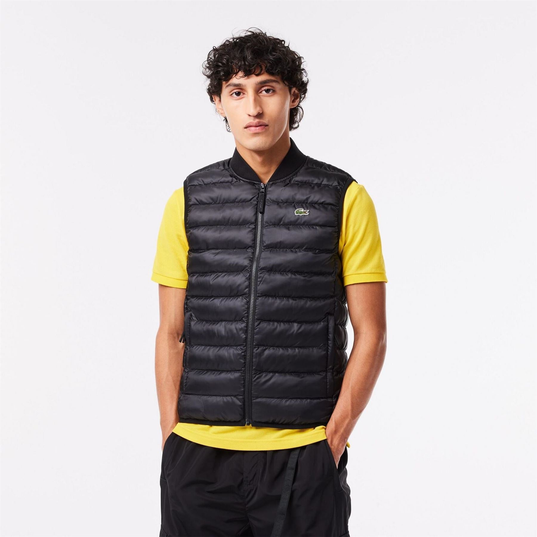 Lacoste Solid Patterned Gilet with Logo