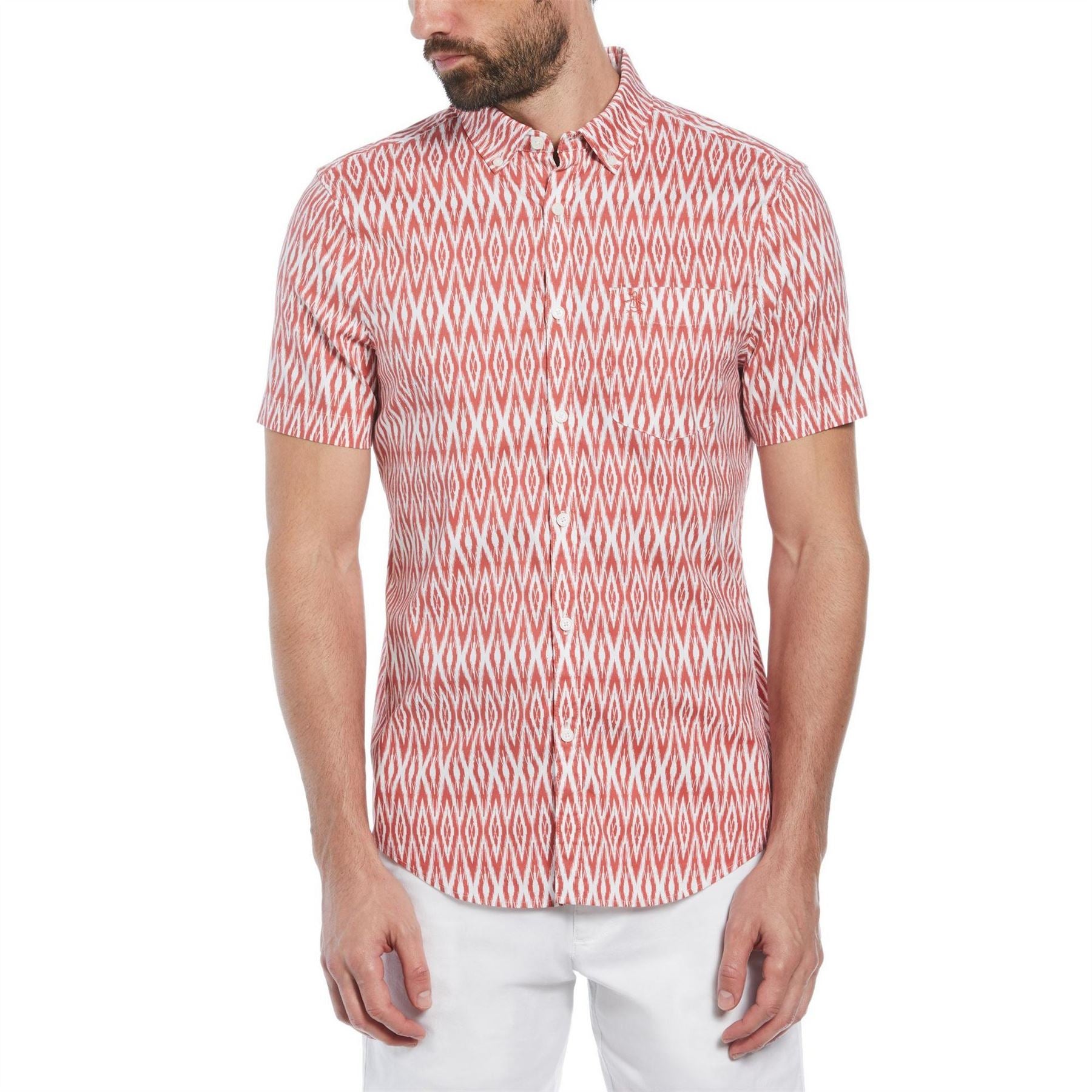 Original Penguin All Over Diamond Print Short Sleeve Shirt