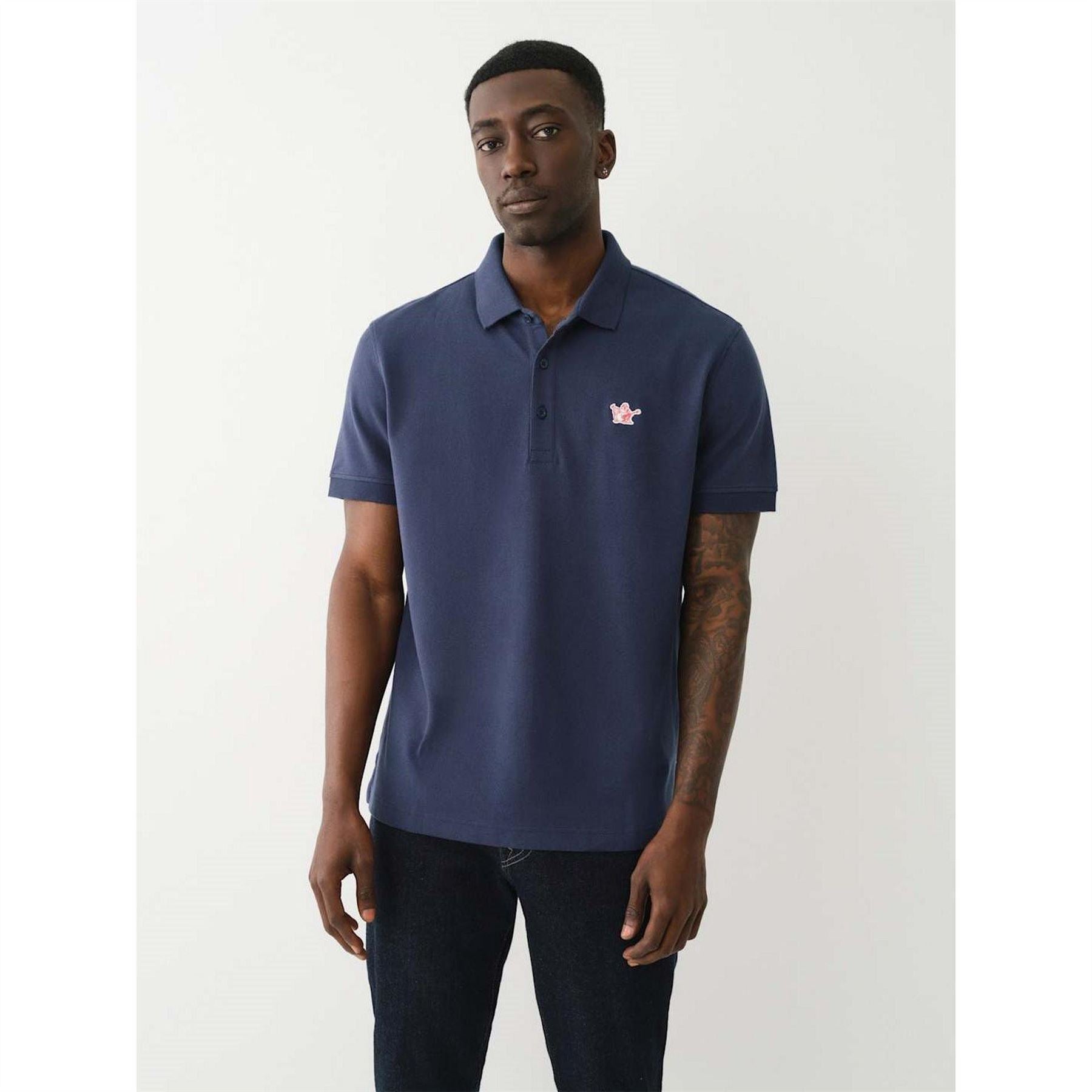 True Religion Buddha Patched Logo Short Sleeve Polo Shirt
