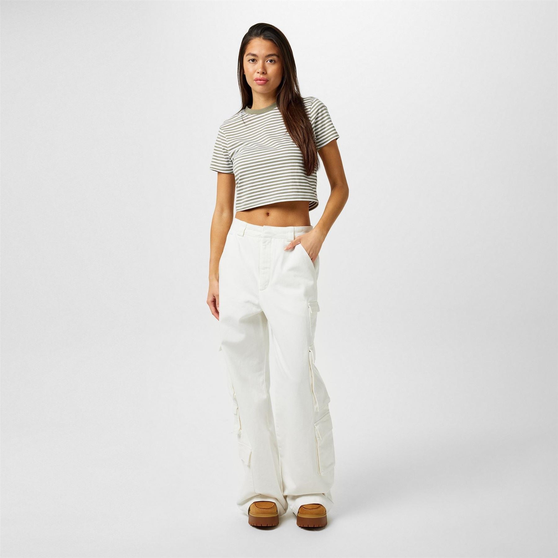 Jack Wills Striped Cropped Crew Neck T-Shirt