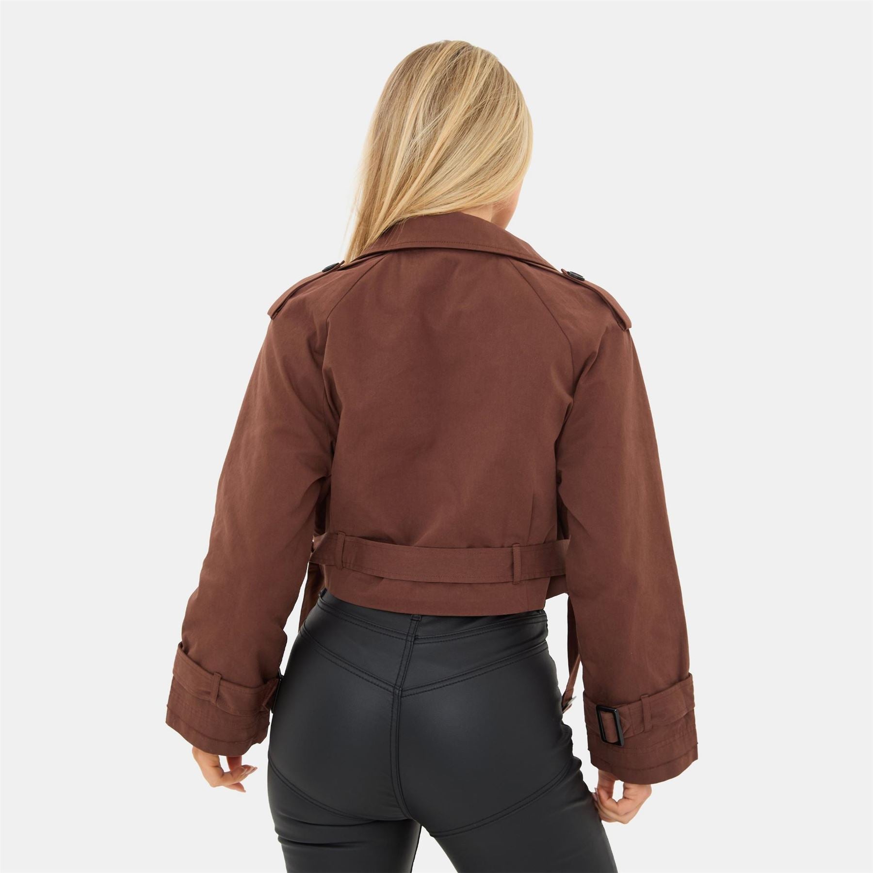 I Saw It First Cropped Long Sleeve Pull Over Trench Coat