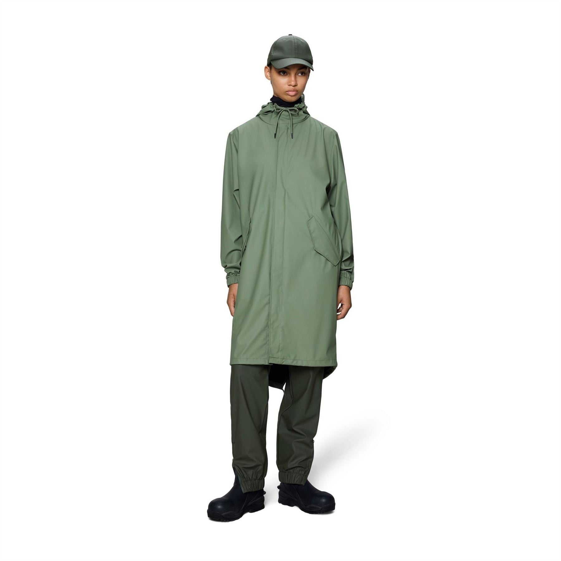 Rains Hooded Fishtail Solid Patterned Rain Jacket