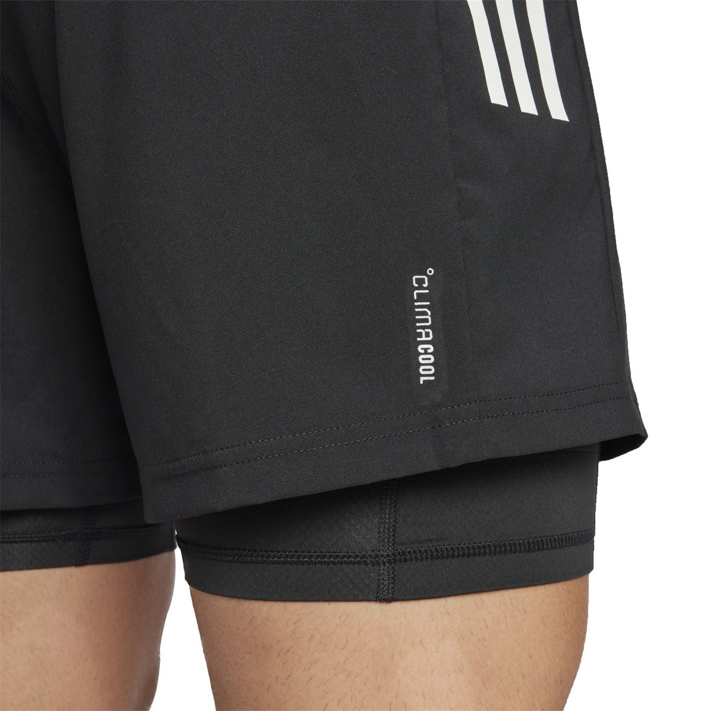 adidas Mens Own The Run 3 Stripes 2 In 1 Shorts