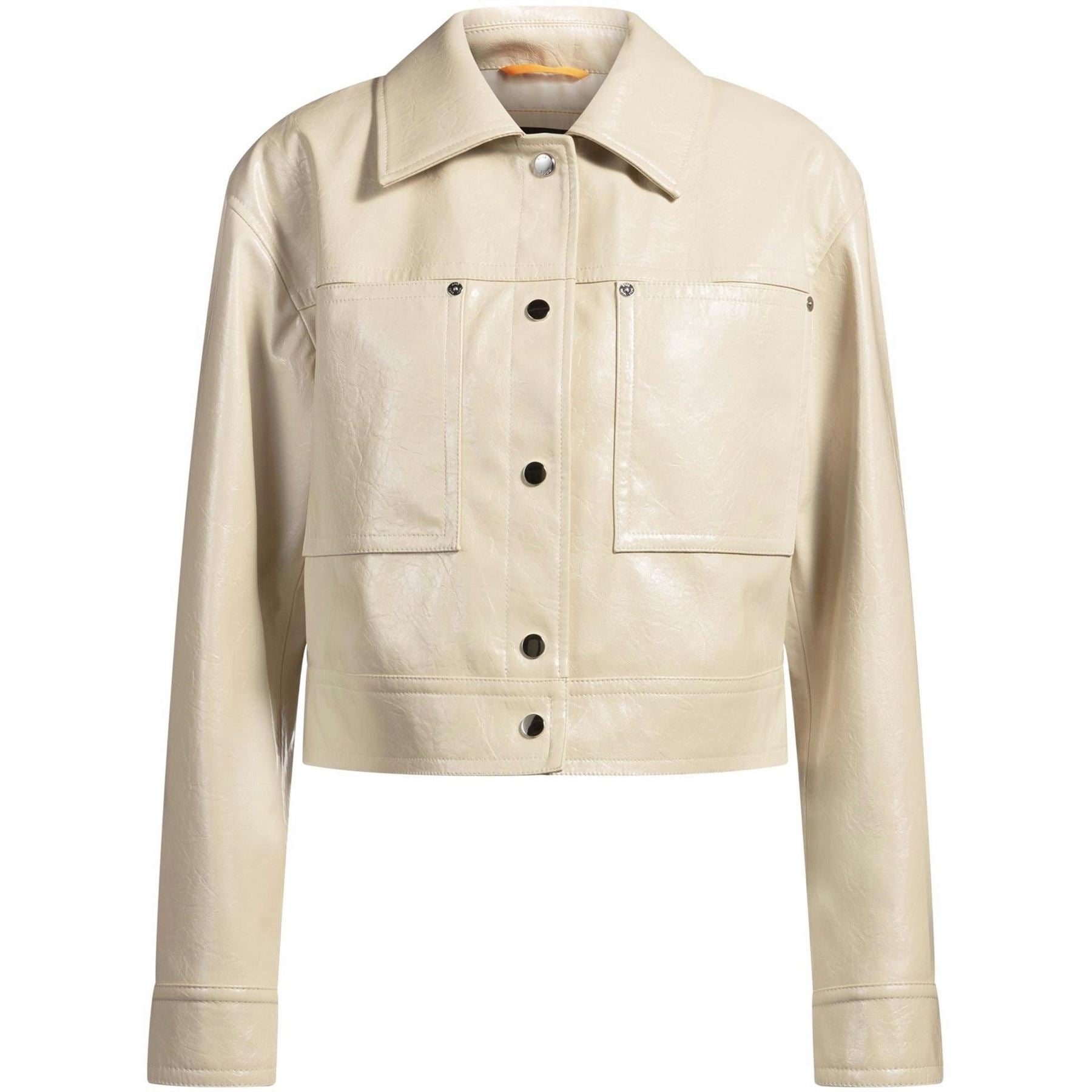 Boss Faux Leather Jacket Relaxed Fit Hooded