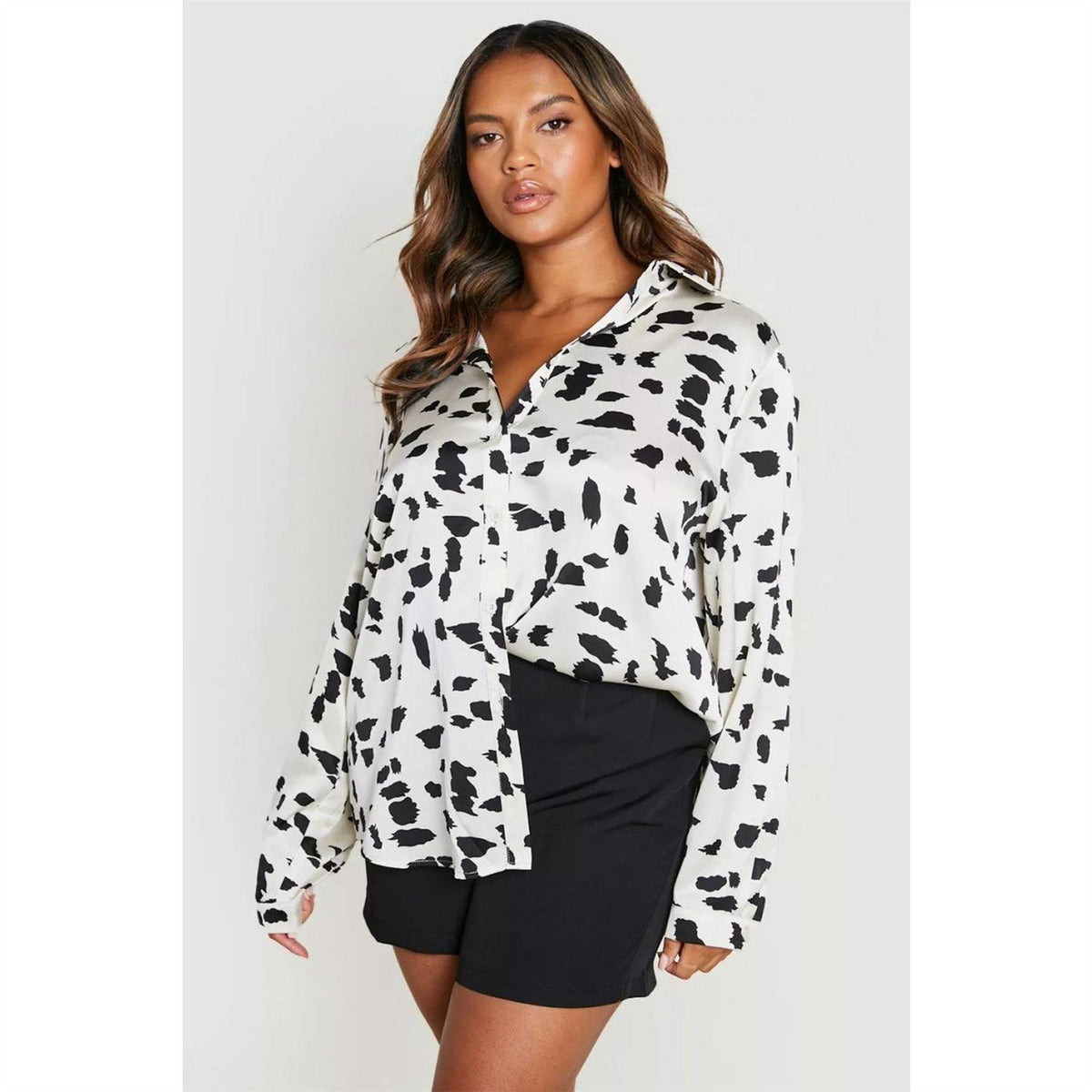 Influence Satin Relaxed Fit Long Sleeve Shirt