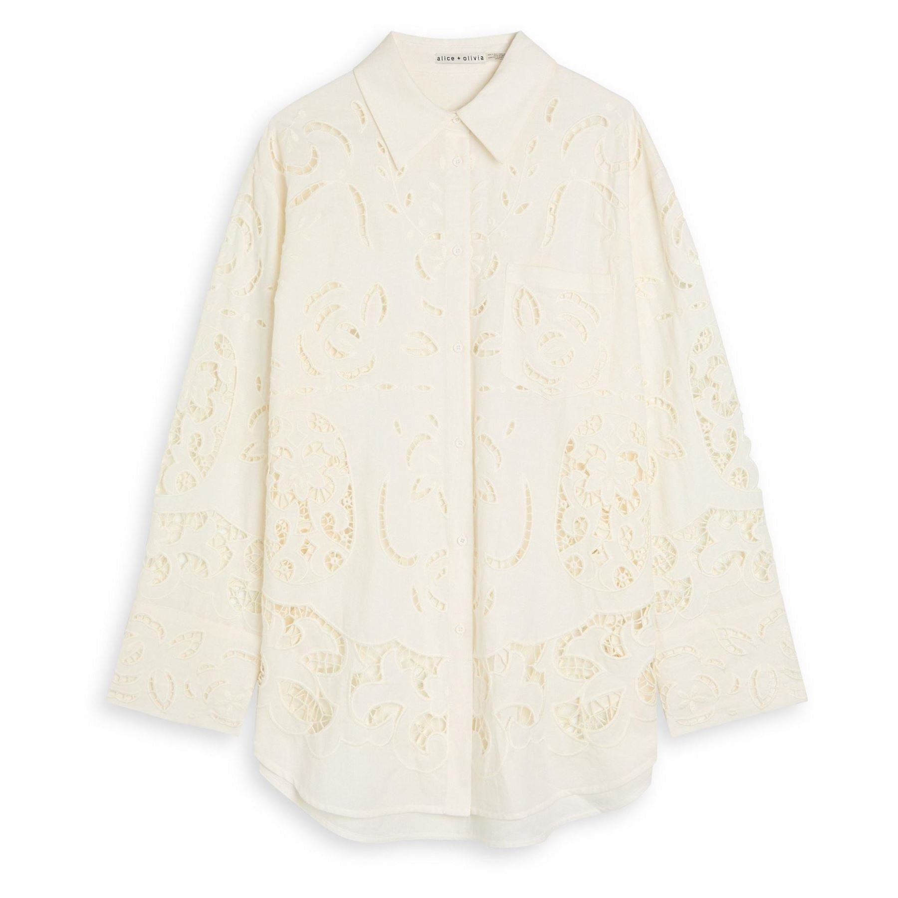 Alice And Olivia Finely Eyelet Ovrsiz Shirt