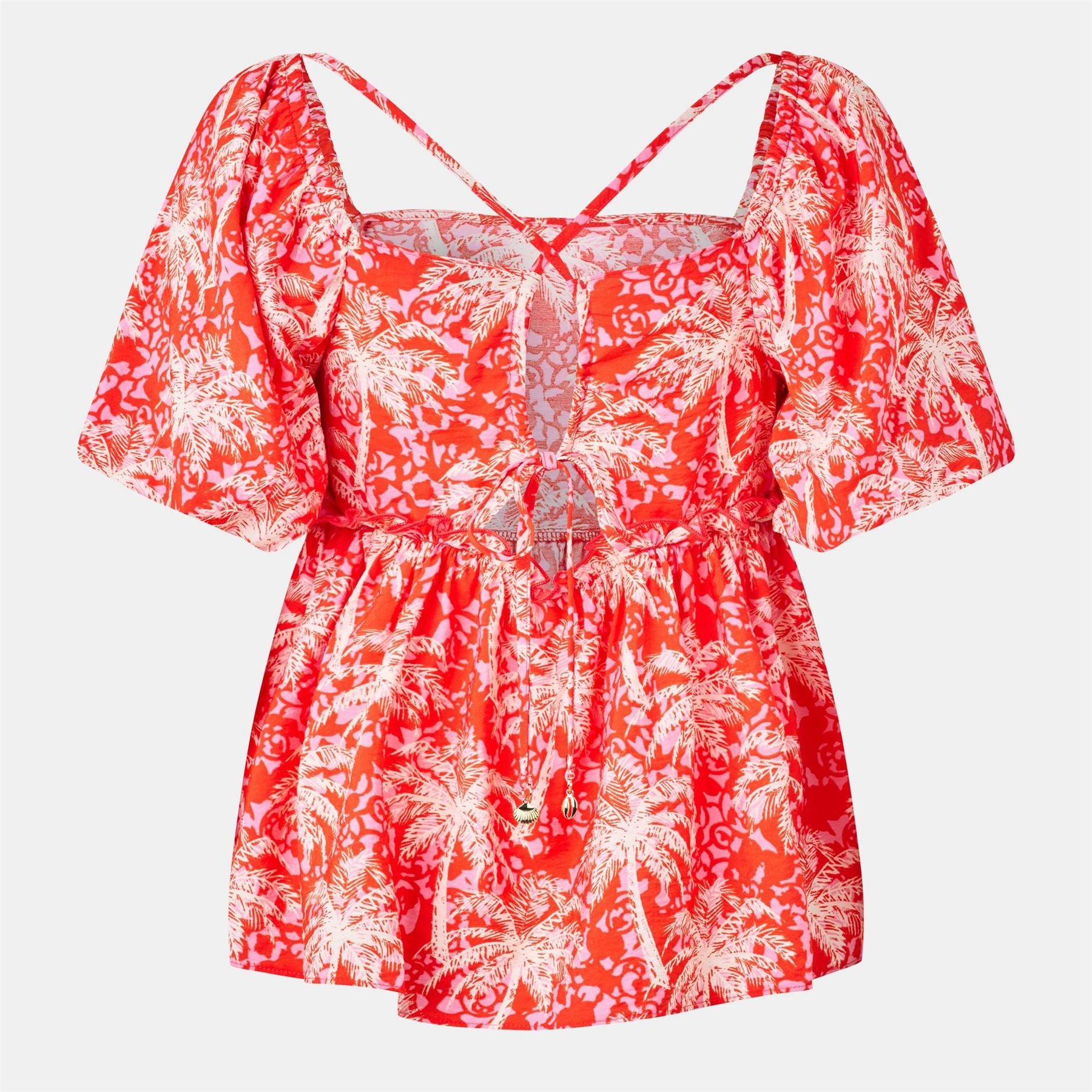 Biba Square Neck Short Sleeve Blouse