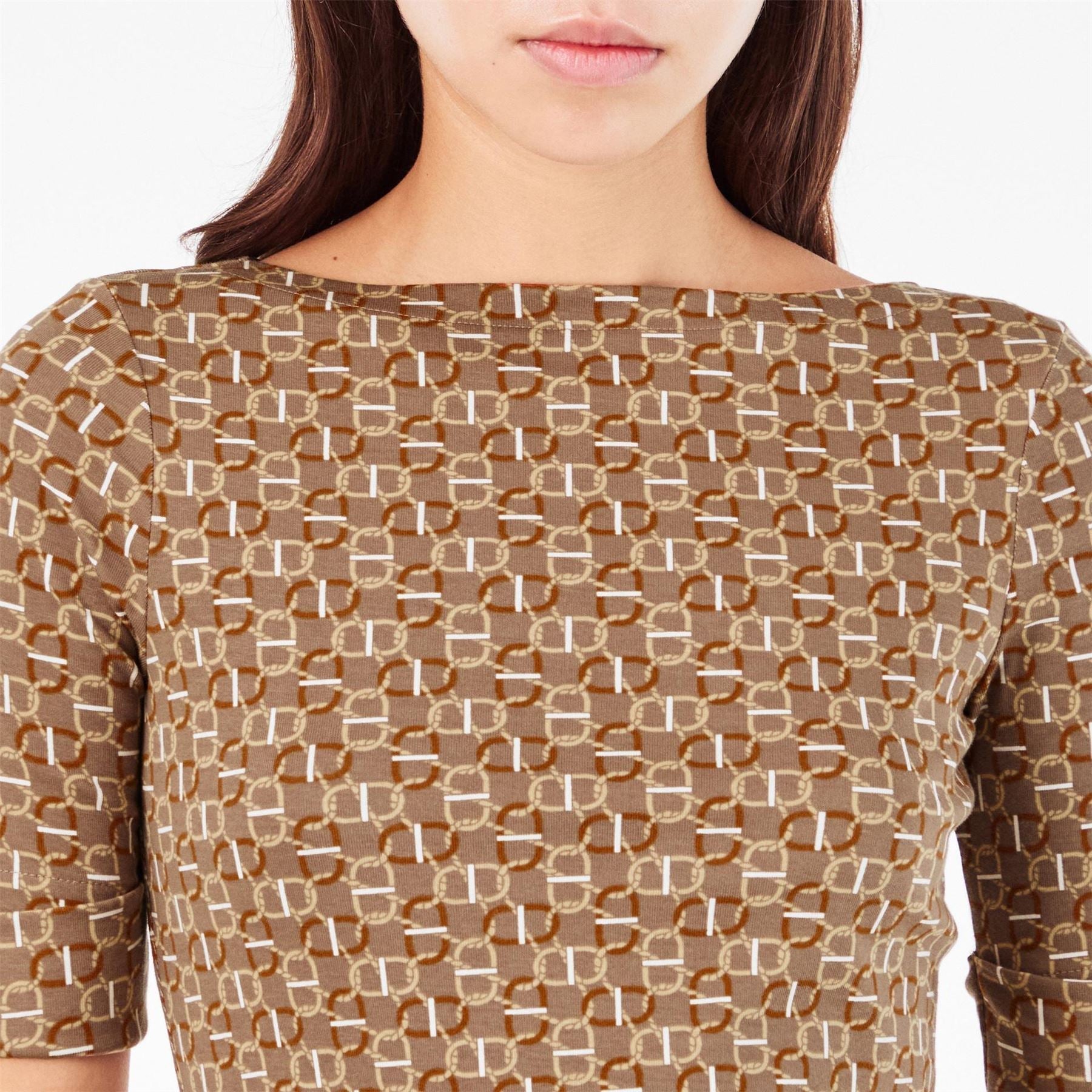 Lauren by Ralph Lauren Judy Boat Neck Three-Quarter Sleeve T-Shirt