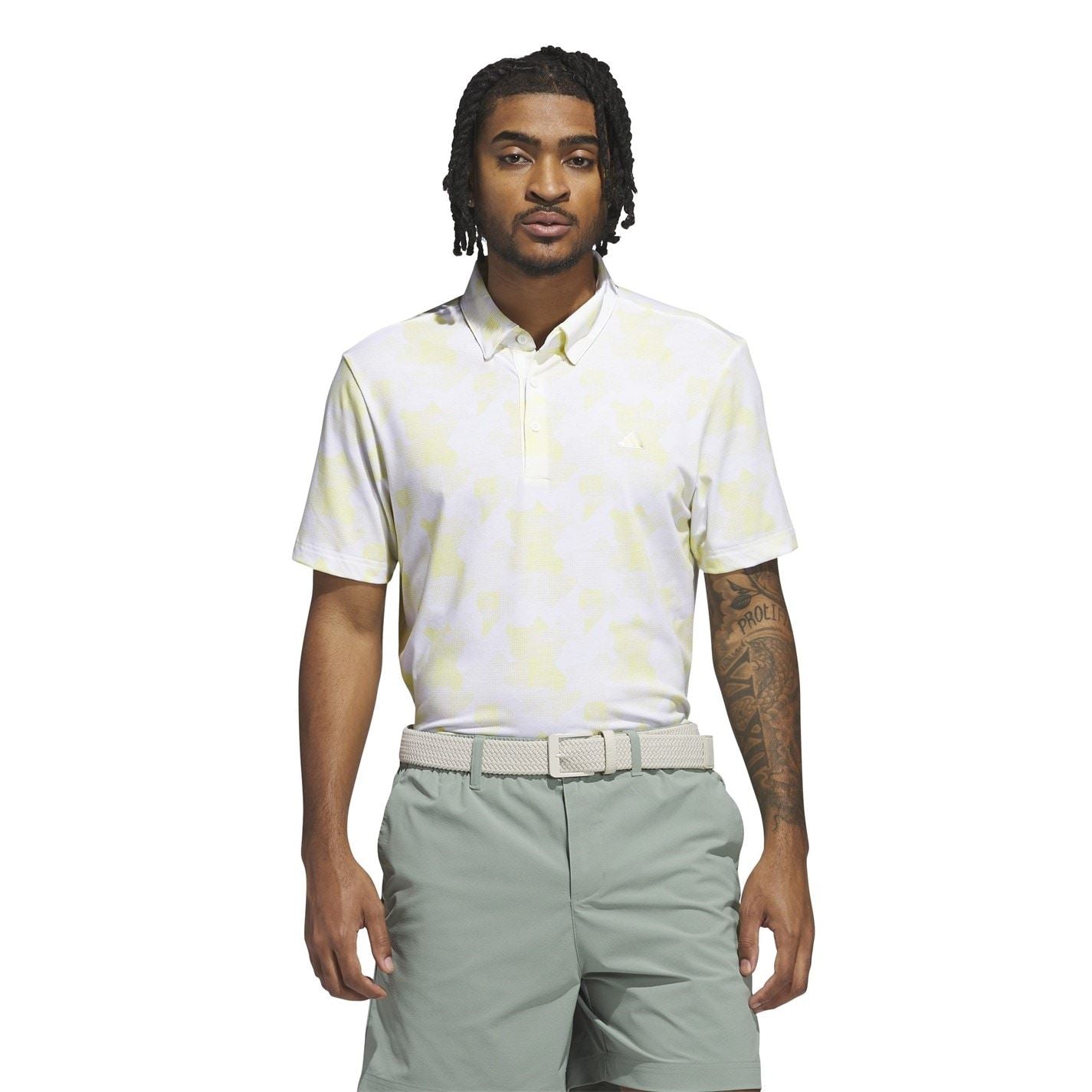 adidas Mens All Over Print Golf Polo Shirt