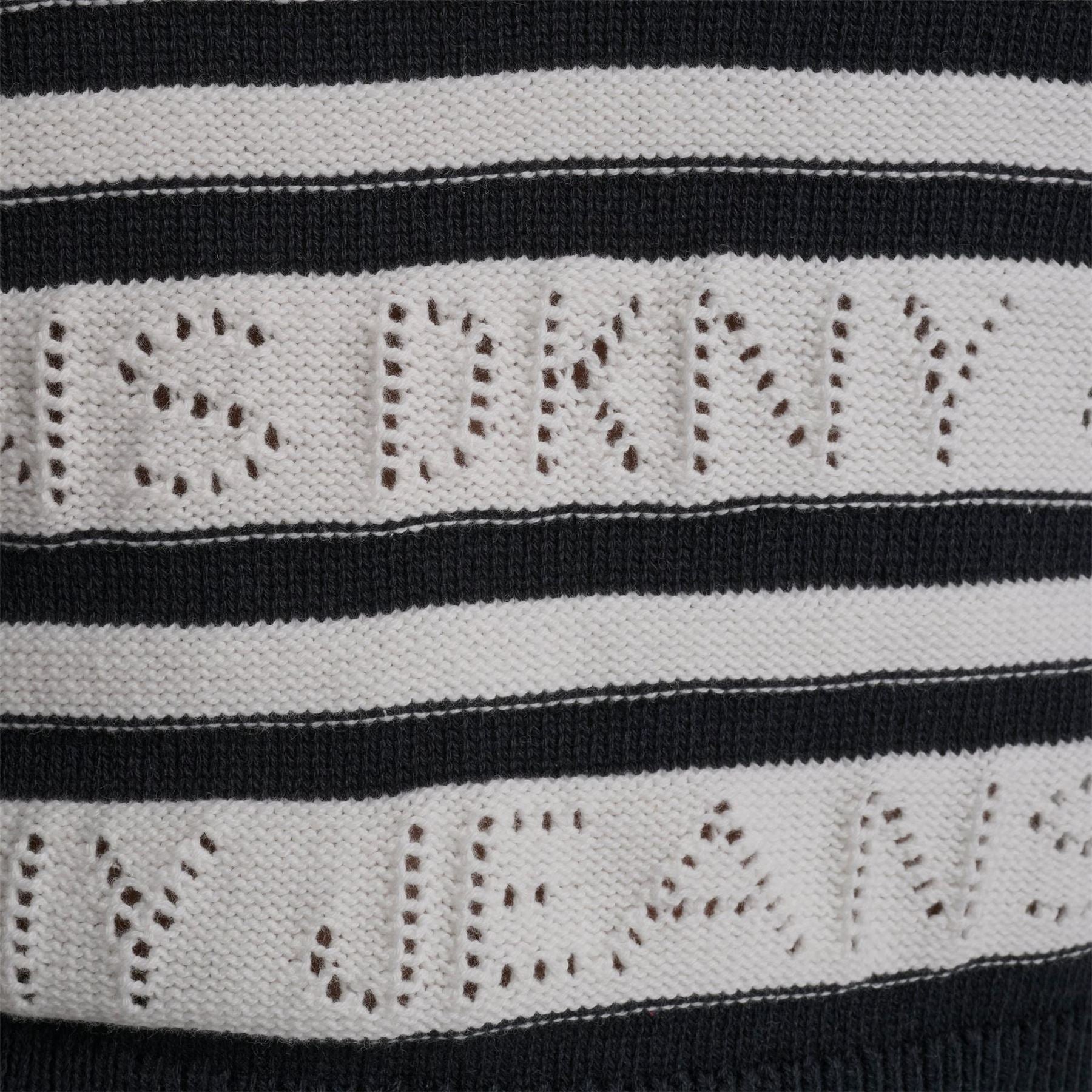 DKNY Jeans Logo Pointelle Striped Sleeveless Sweater
