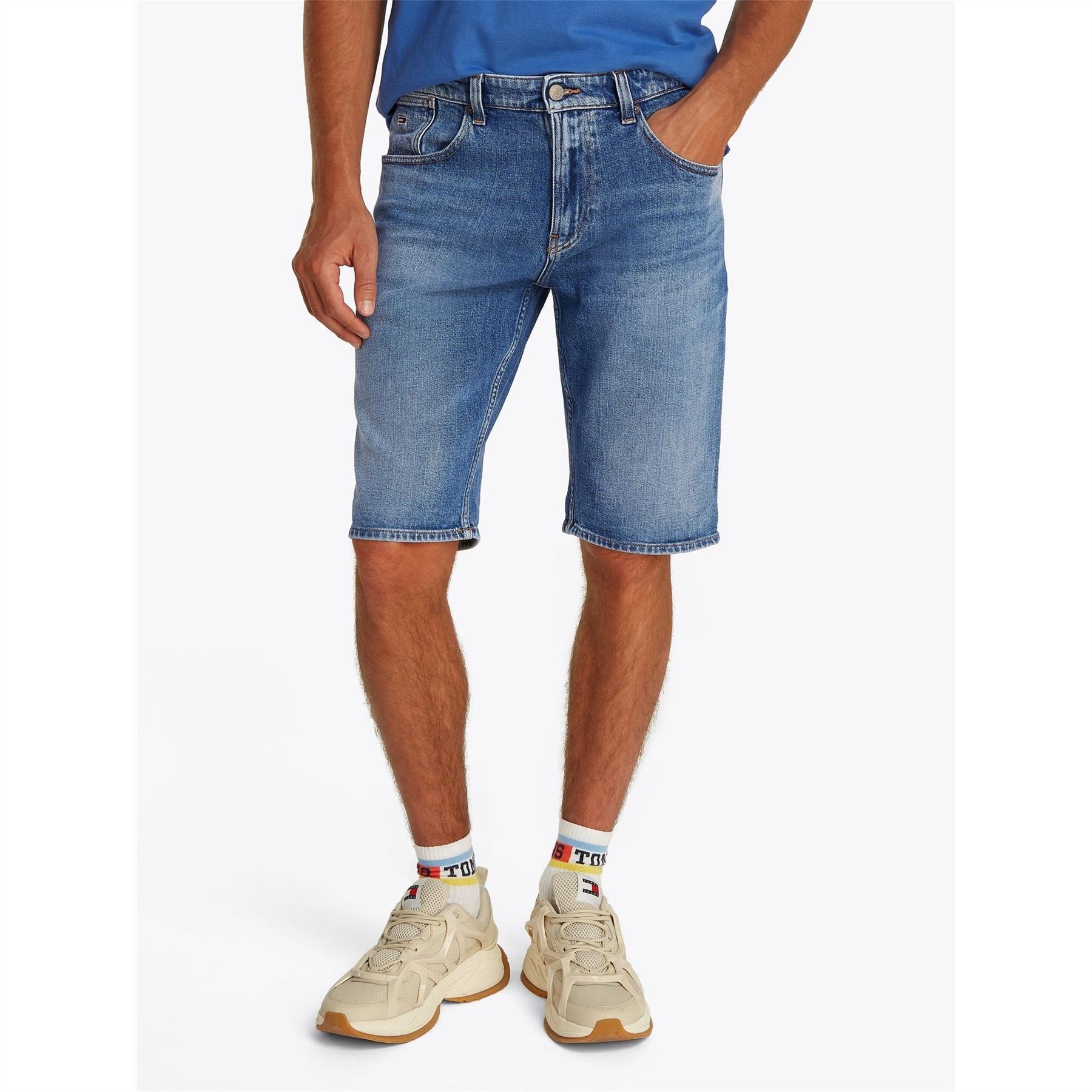 Tommy Jeans Denim Bermuda Shorts Solid Patterned