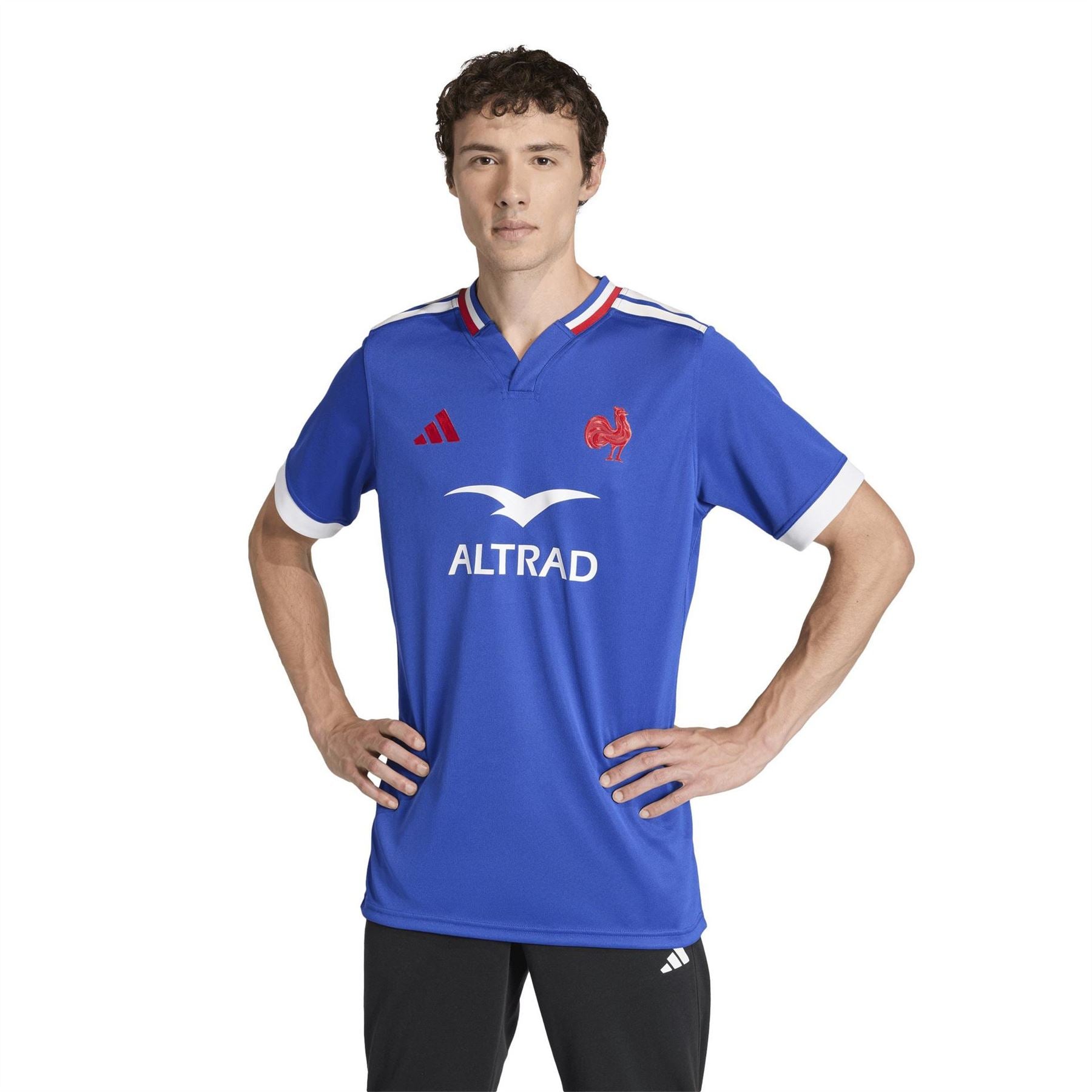 adidas Notched Neck Ribbed Collar Short Sleeve Jersey Shirt