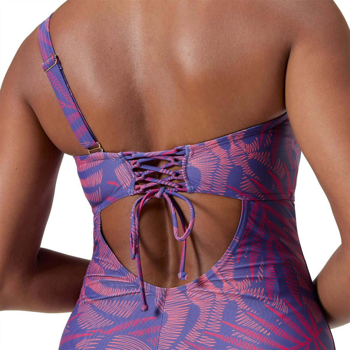 Speedo Shaping Leaf Print Tie Back Swimsuit