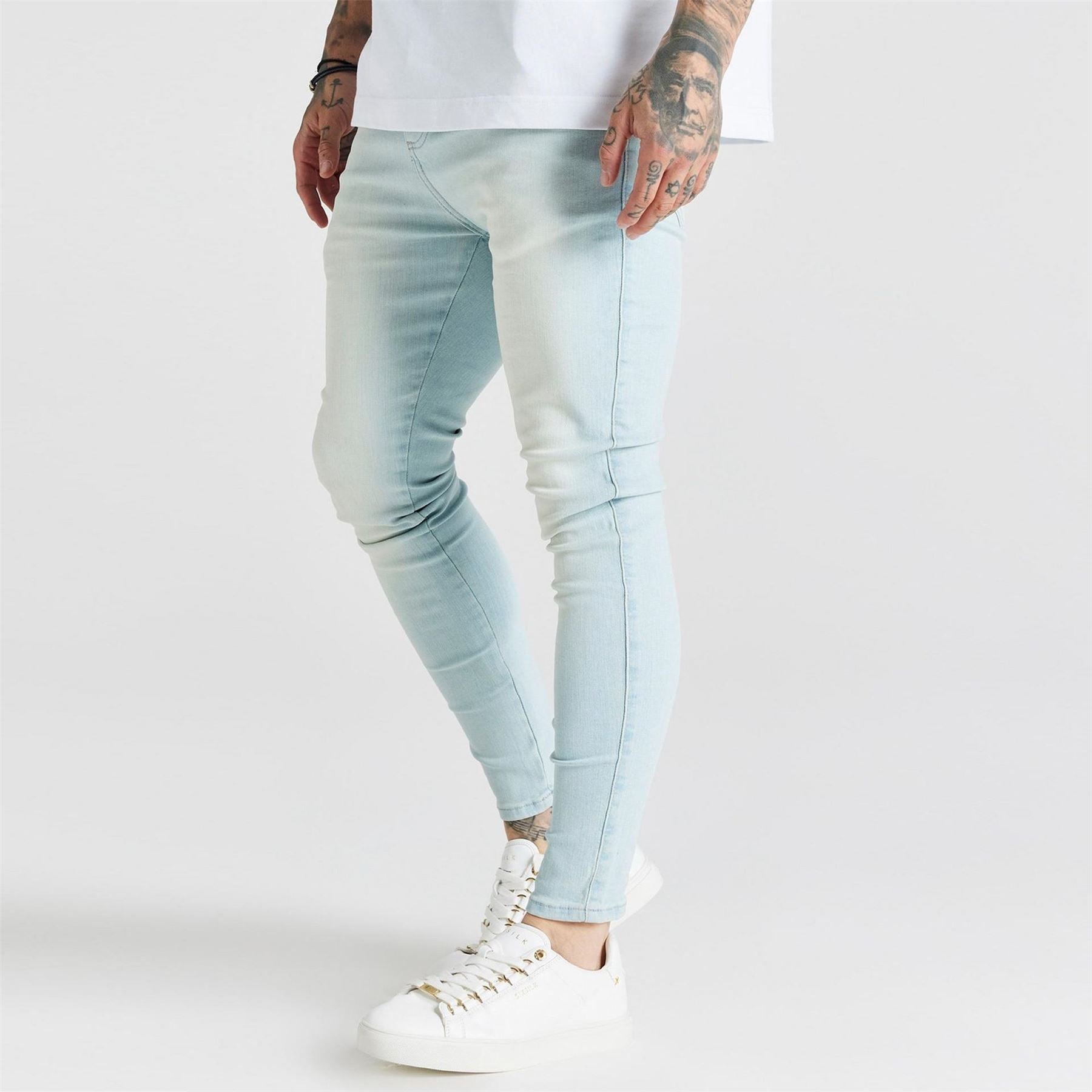 SikSilk Mens Distressed Skinny Jeans