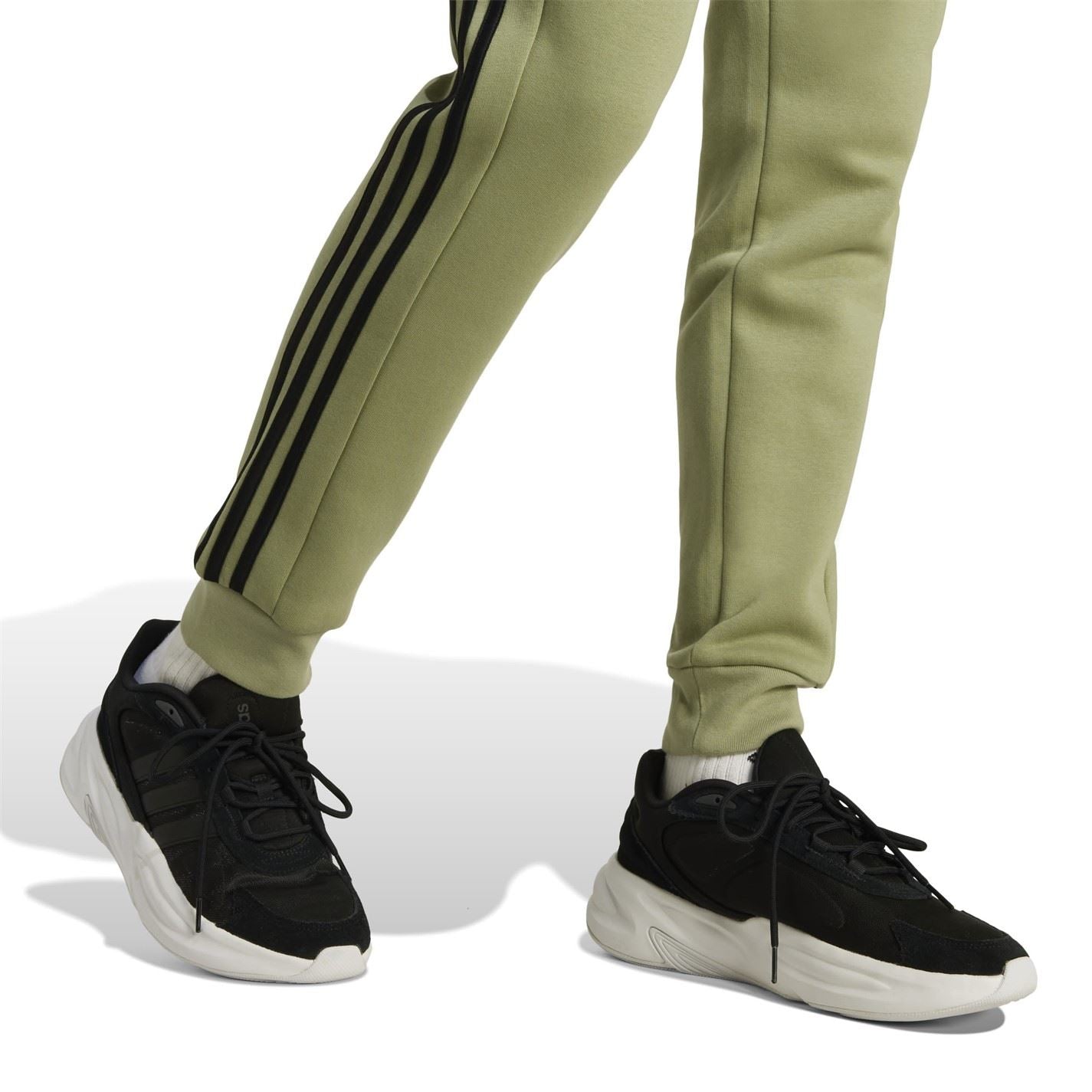 adidas Fleece Tapered Cuff 3 Stripes Joggers M