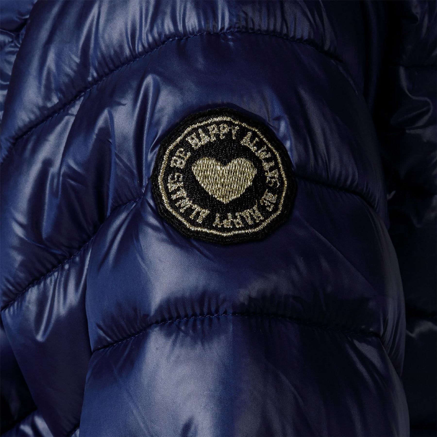 Minoti Girls Quilted Hooded Jacket With Zip Navy