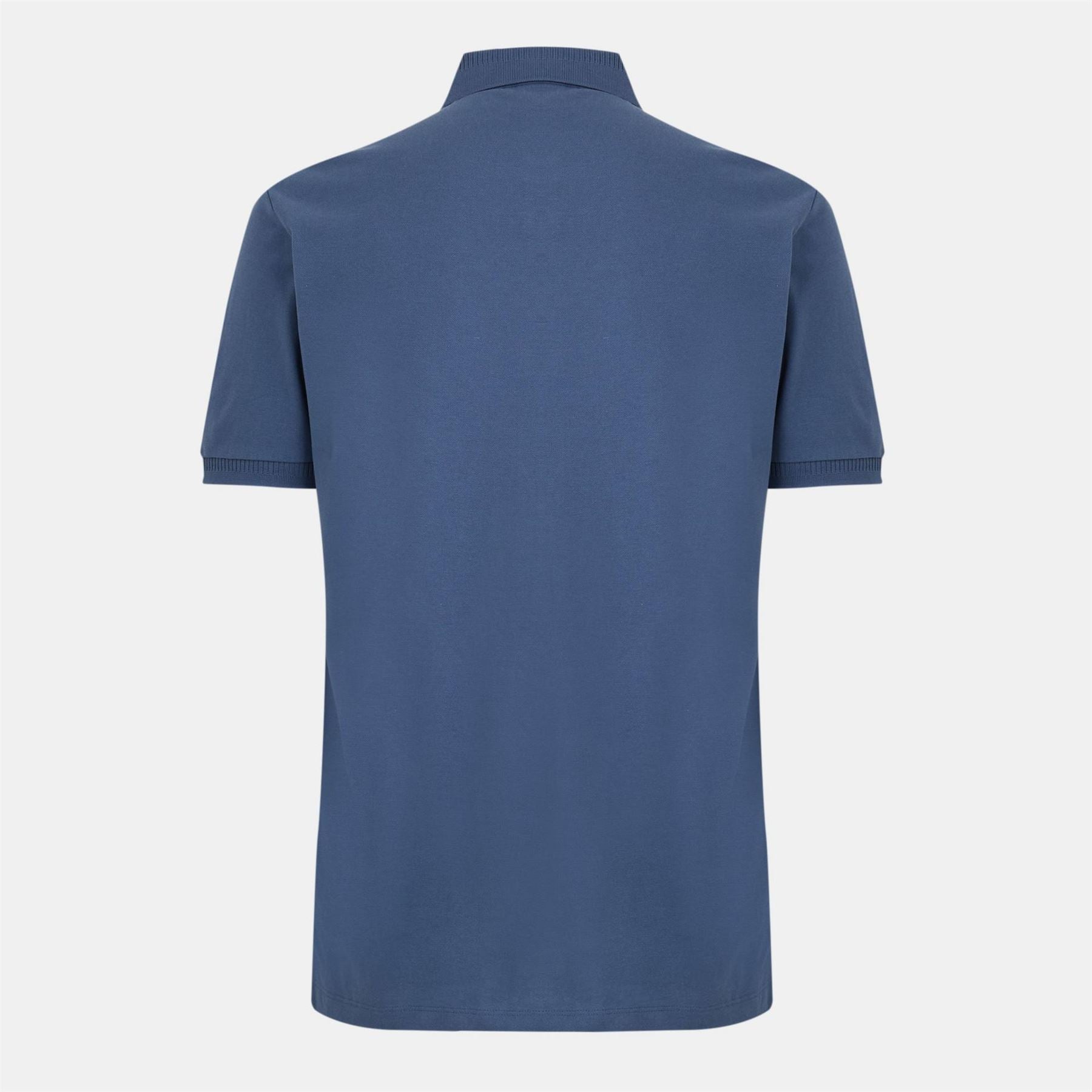 Hugo HUGO Deruso Short Sleeve Polo Shirt with Logo Detail and Ribbed Collar   Premium Cotton