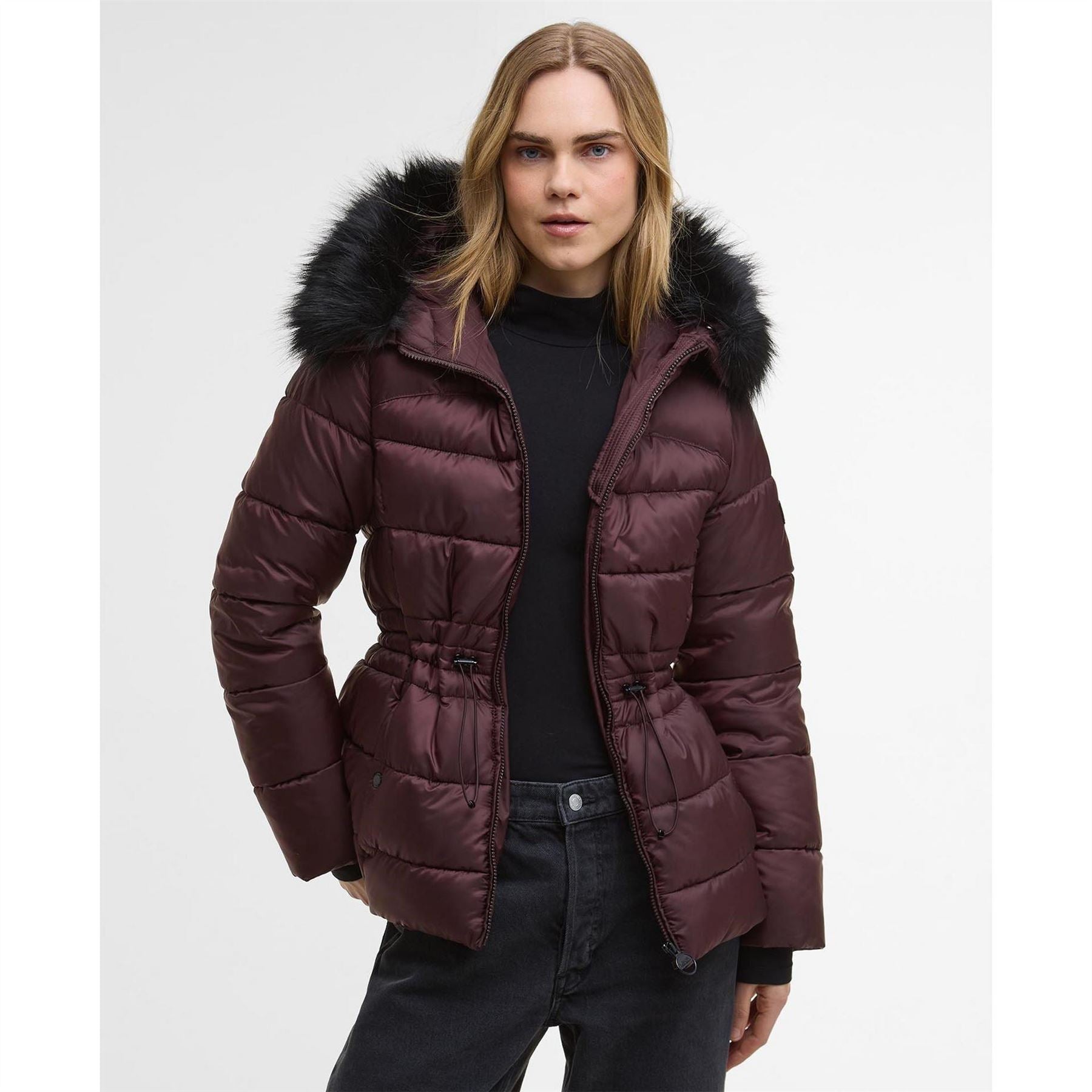 Barbour International Cher Detachable Hood Long Sleeve Medium Puffer Jacket
