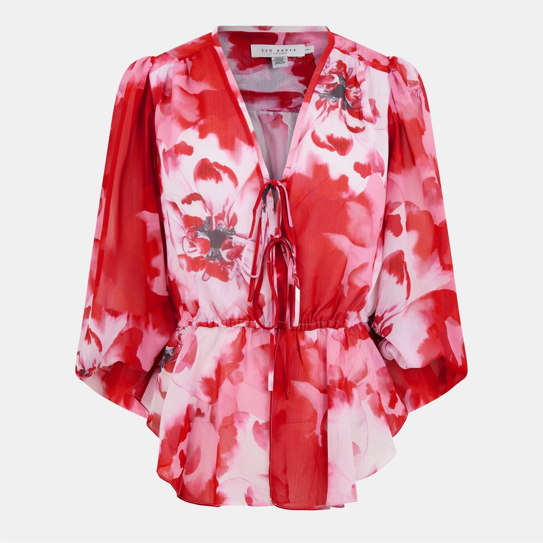 Ted Baker Relaxed Fit Balloon Sleeve V-Neck Blouse