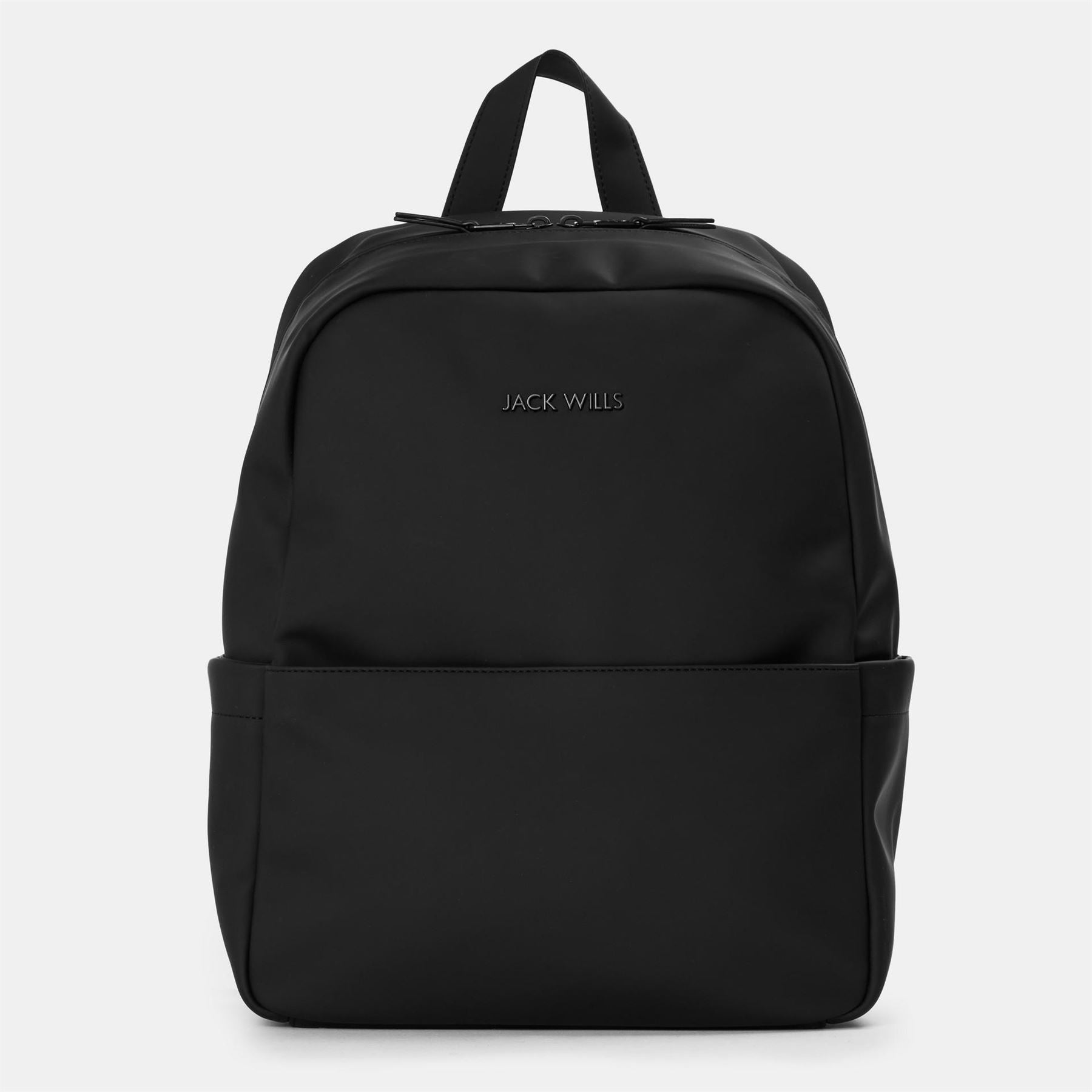 Jack Wills Black Coated Backpack with Logo