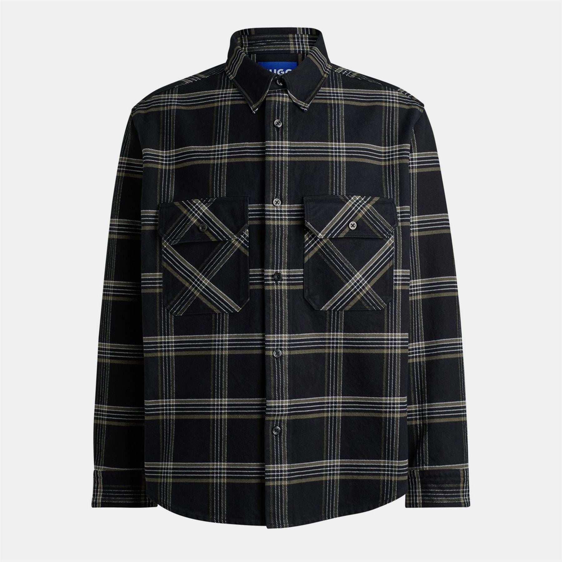 Hugo Oversized Check Cotton Long Sleeve Overshirt