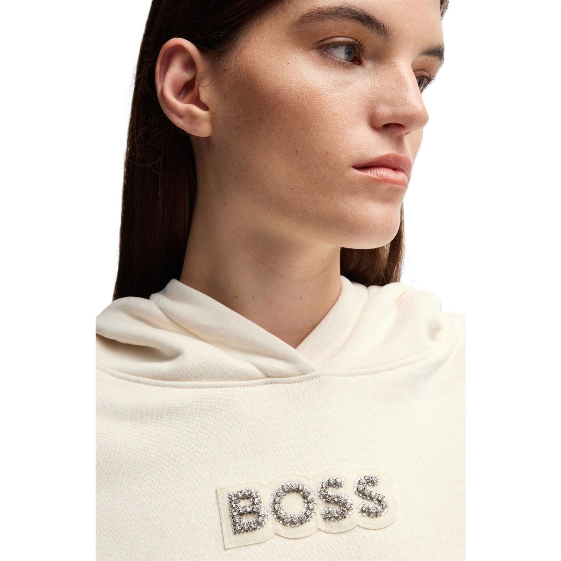 Boss Embroidered Hooded Neck Long Sleeve Polo Shirt