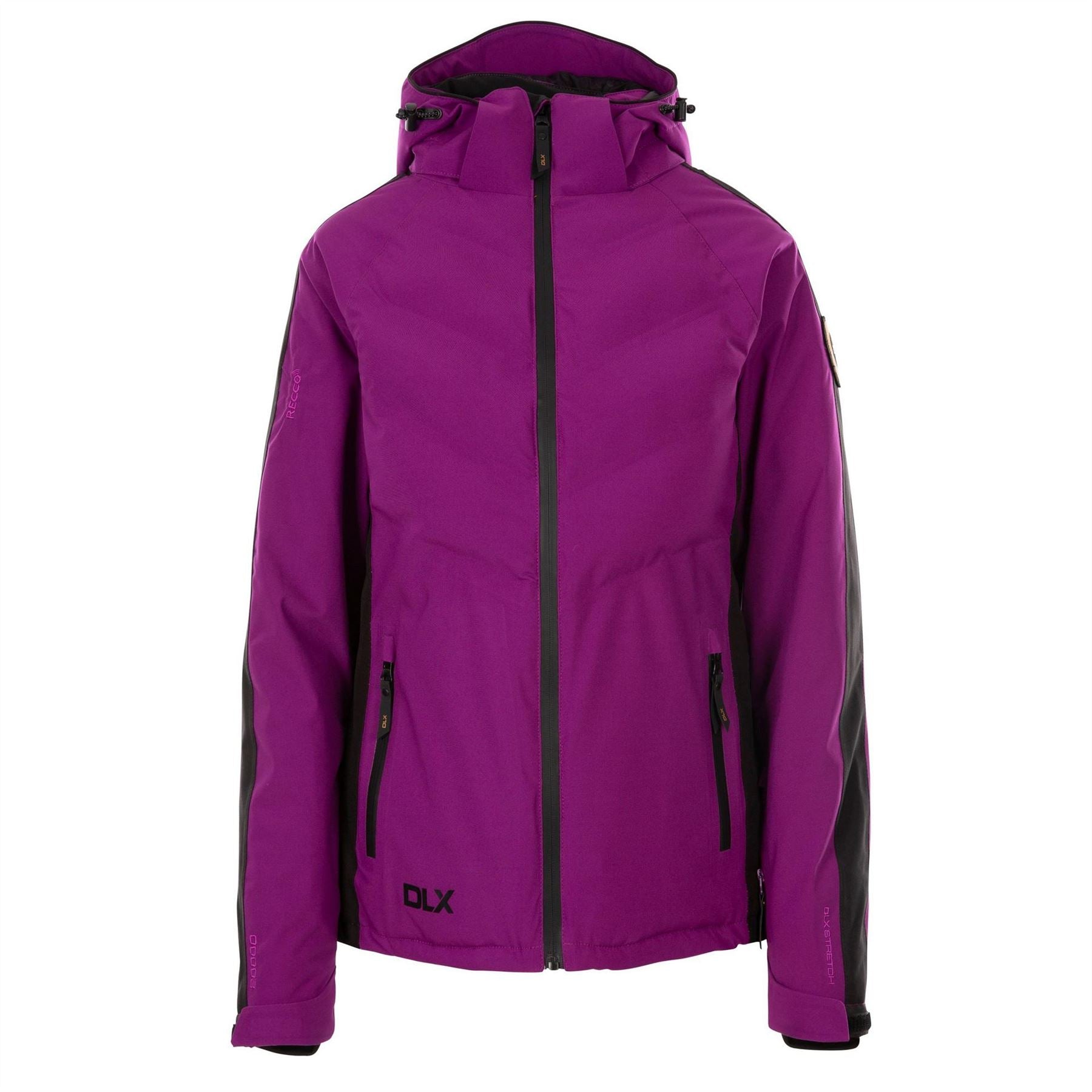 DLX Gabriella Hooded Solid Patterned Ski Jacket
