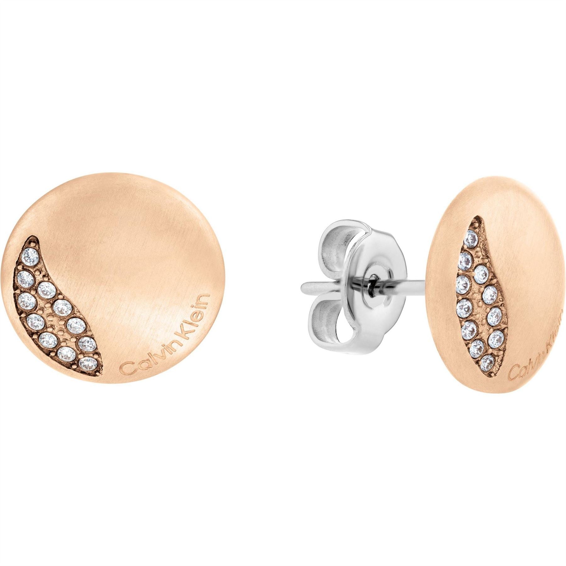 Calvin Klein Brushed Yellow Gold Crystal Earrings