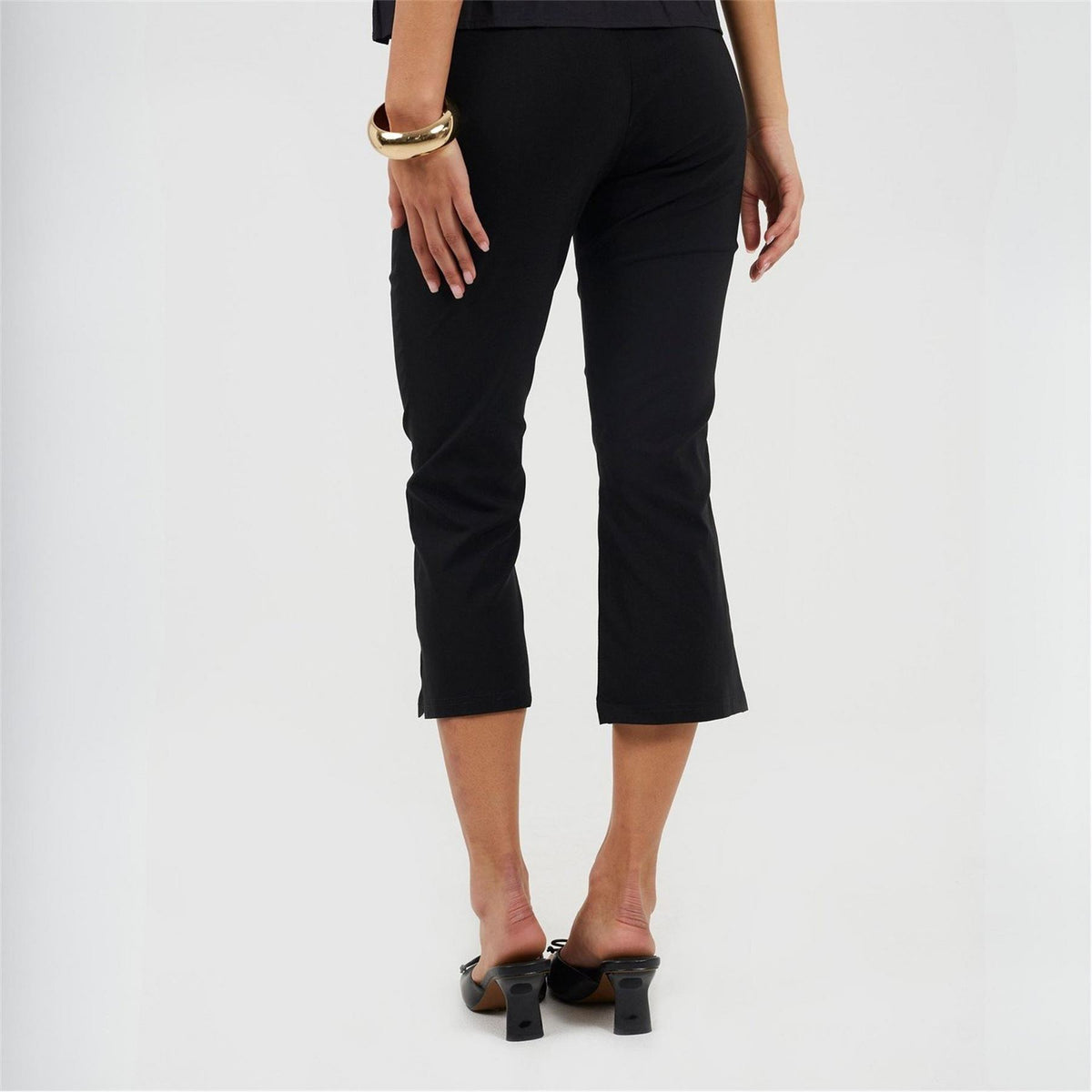 Brave Soul Ladies Black Capri Trousers With Split Hem Detail