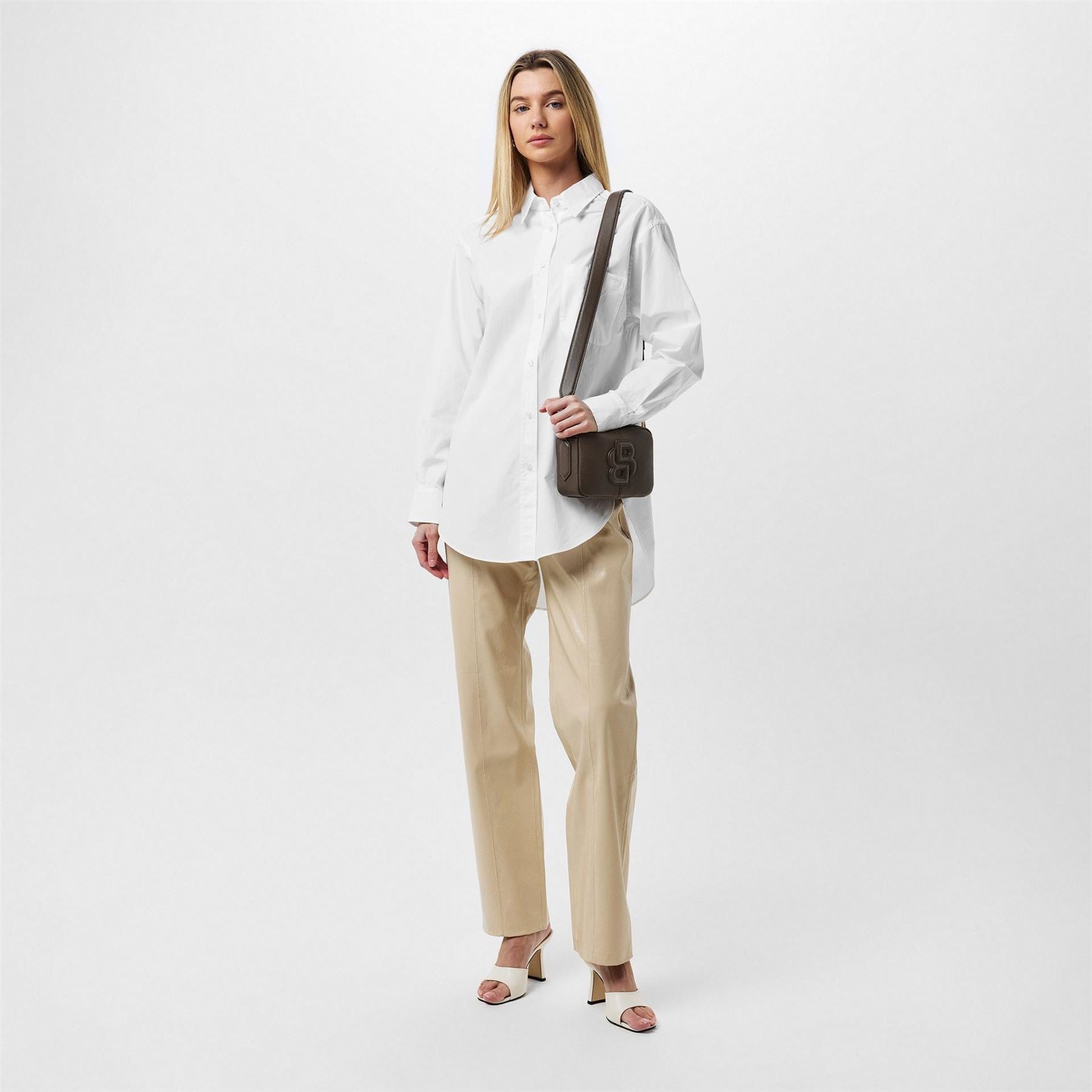 Boss Bostucci Button Down Blouse, Lightweight Semi Sheer Cotton Shirt