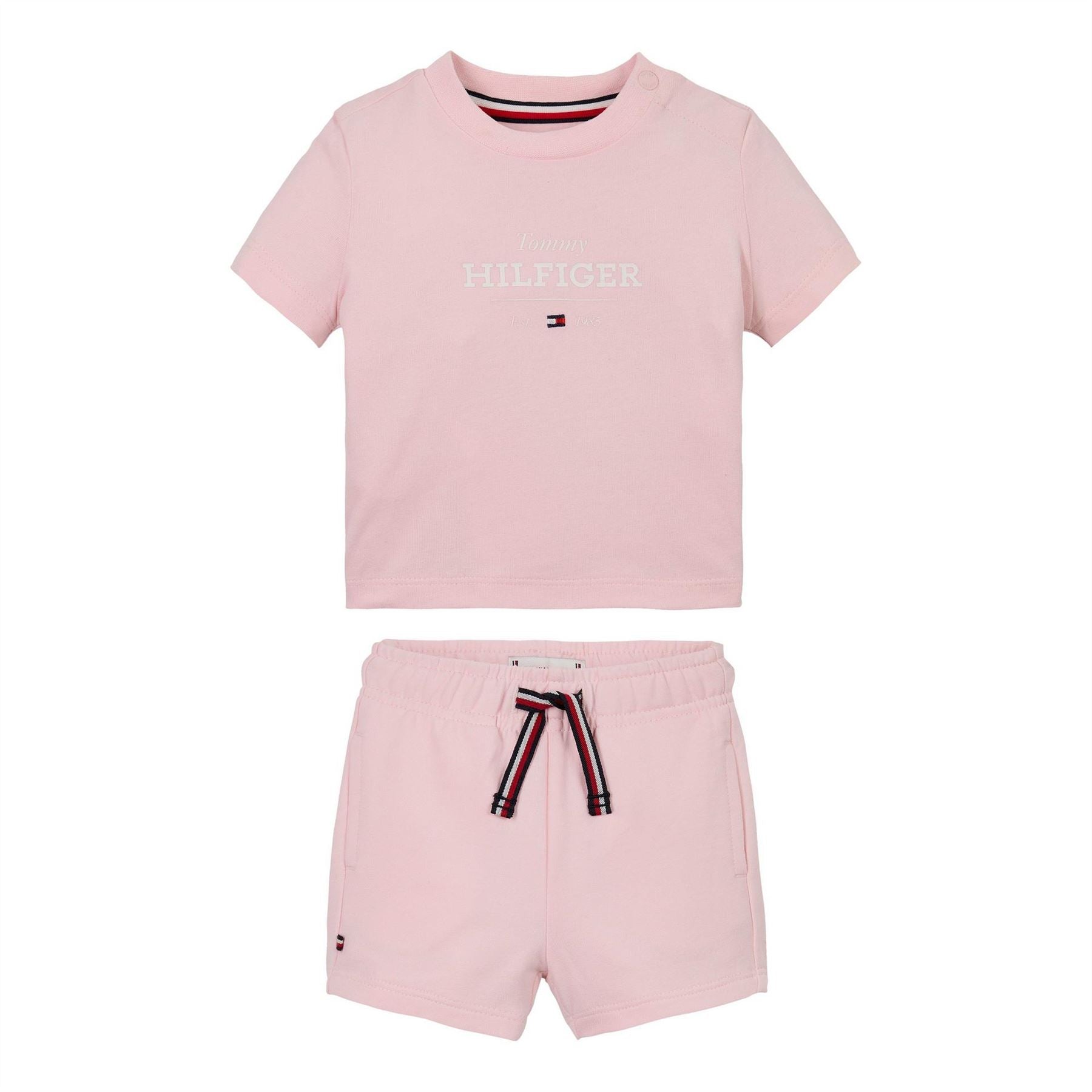 Tommy Hilfiger Lettering Crew Neck Short Sleeve Tee and Short Set