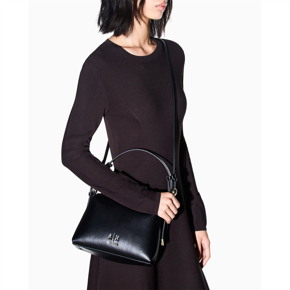 Armani Exchange Cross Body Bag with Gold Tone Hardware