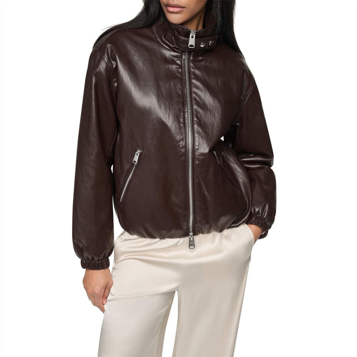 DKNY Lined Lther Jacket Ld64