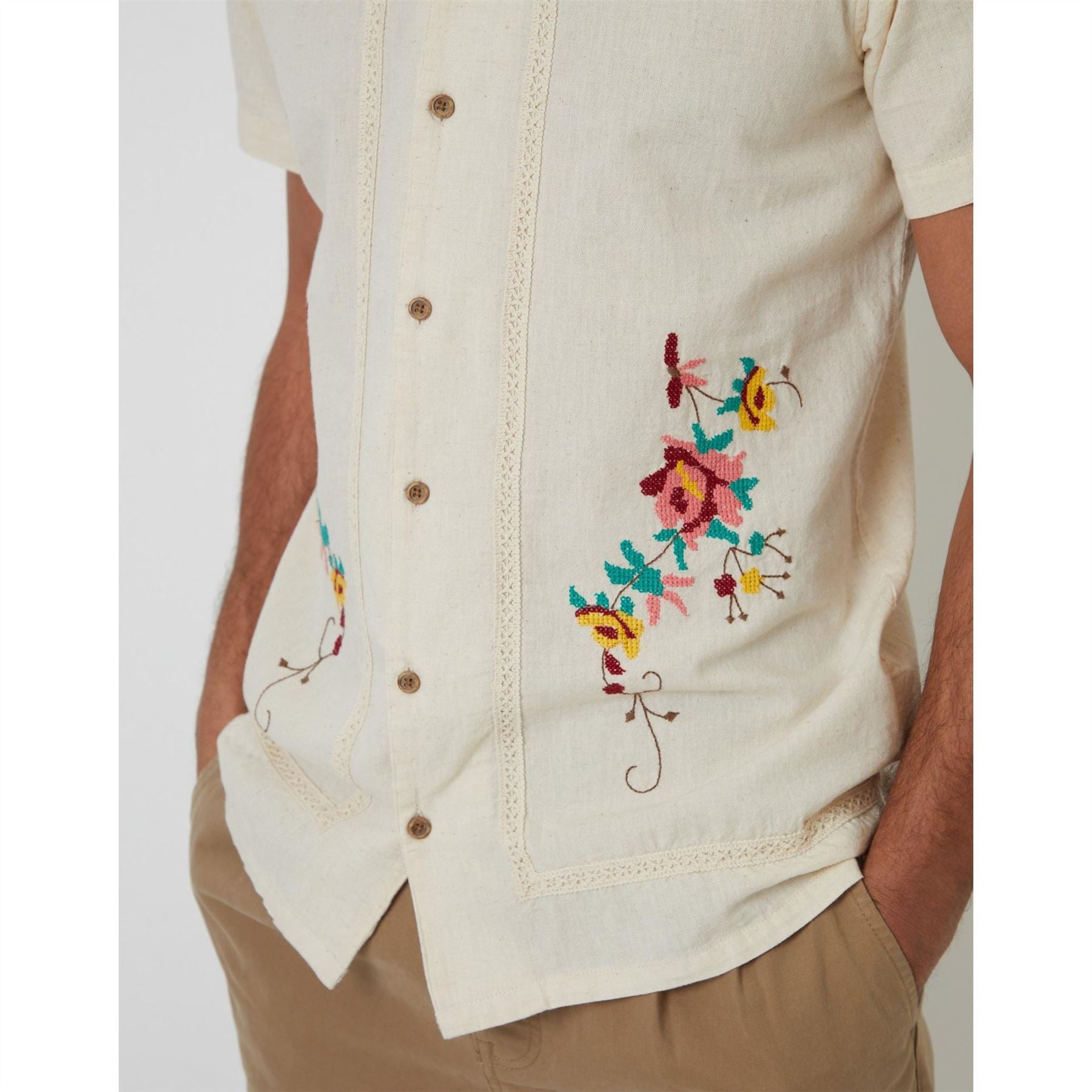 Threadbare Combes Embroidered Short Sleeve Shirt
