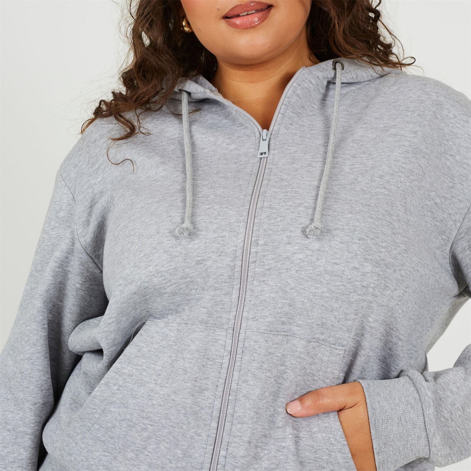 Brave Soul Solid Patterned Hooded Ribbed Cuff Sweat Jacket with Kangaroo Pocket