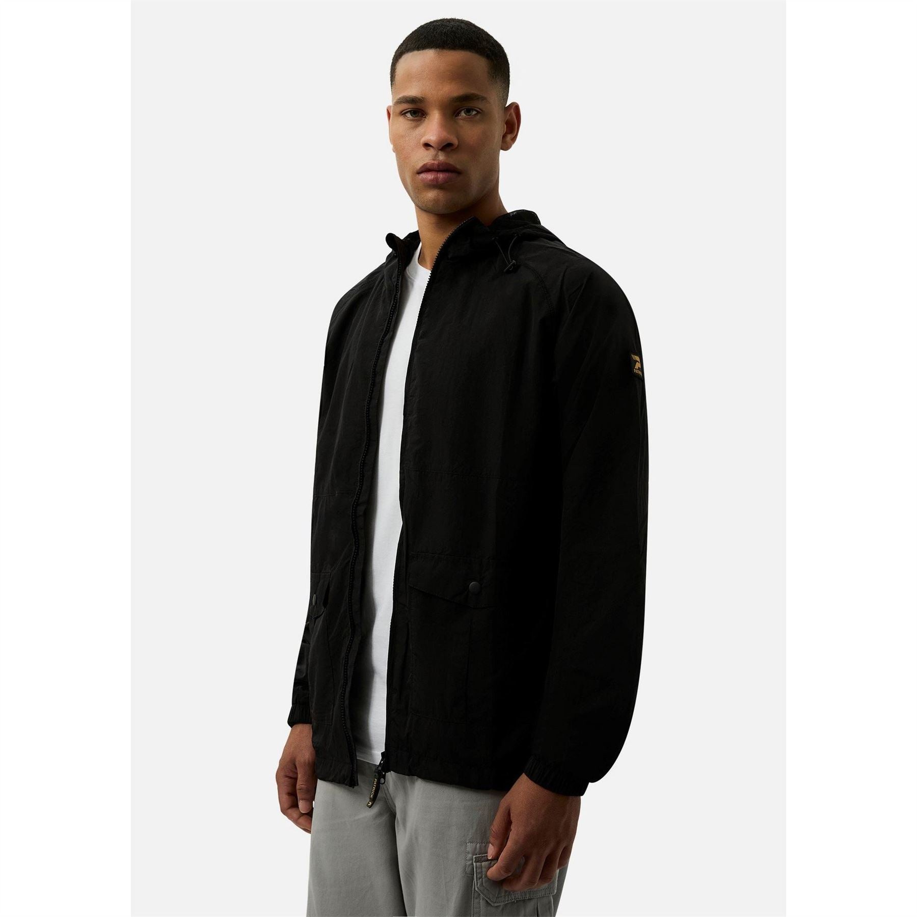 Patrick Chapman Hooded Solid Patterned Field Jacket